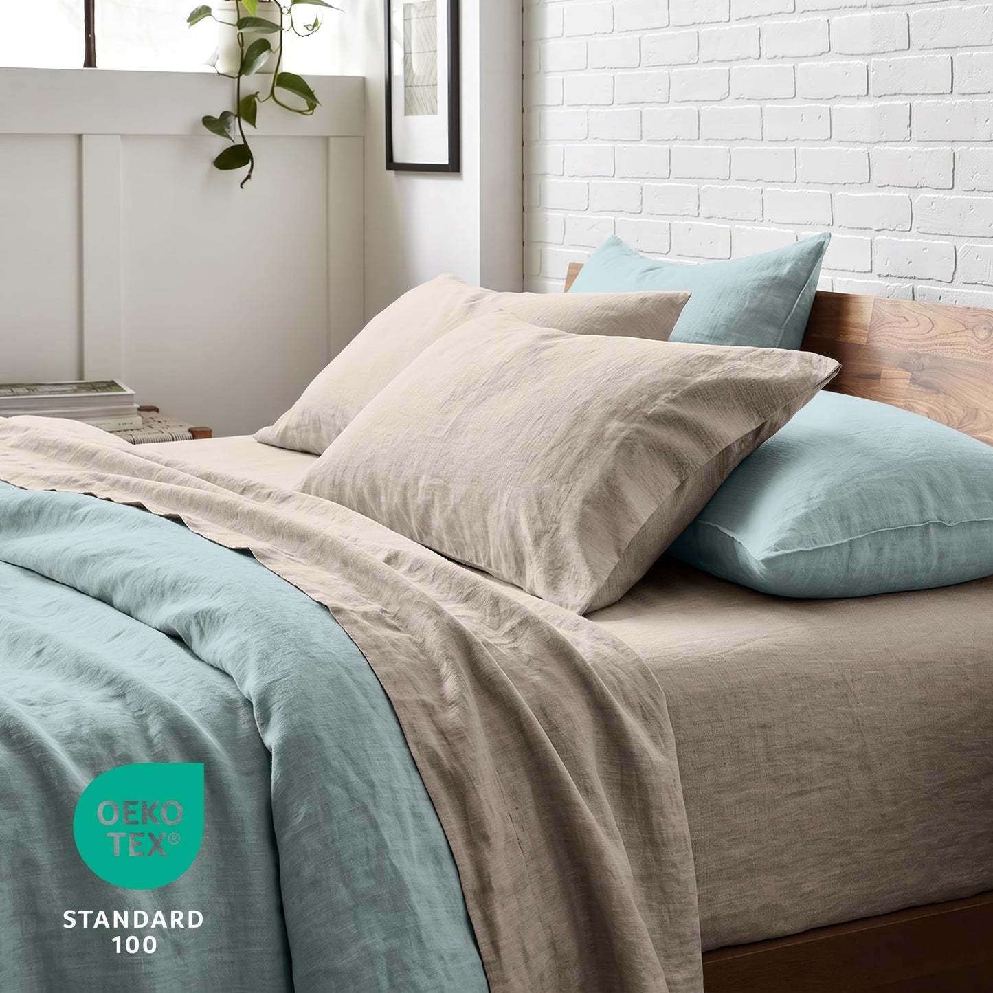 Bare Home Washed Queen Sheet Set - Premium 1800 Ultra-Soft Microfiber Bed Sheets - Double Brushed - Hypoallergenic - Stain Resistant (Queen, Washed Pebble Beach)