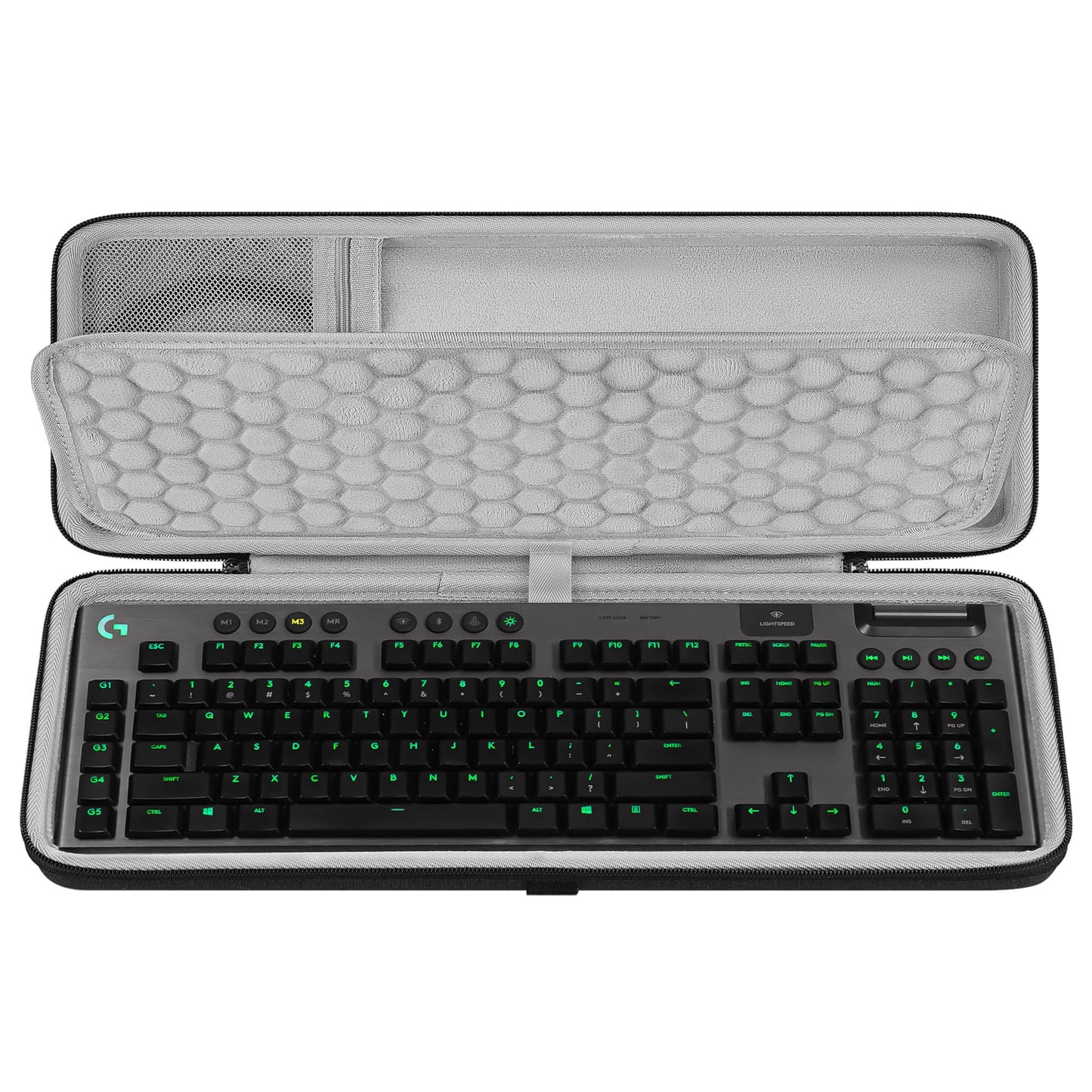 Geekria Full Size Keyboard Hard Shell Case, Compatible with Logitech G915 / G915 X, Travel Carrying Bag for 108-Key Computer Keyboard (Dark Gray)