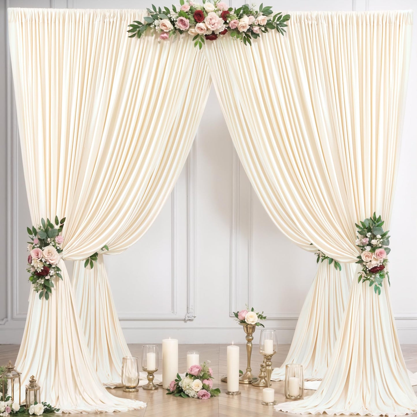10x10 Champagne Backdrop Curtain for Parties Wedding Baby Shower Wrinkle Free Photo Curtains Backdrop Drapes Fabric Decoration for Bridal Shower 5ft x 10ft,2 Panels