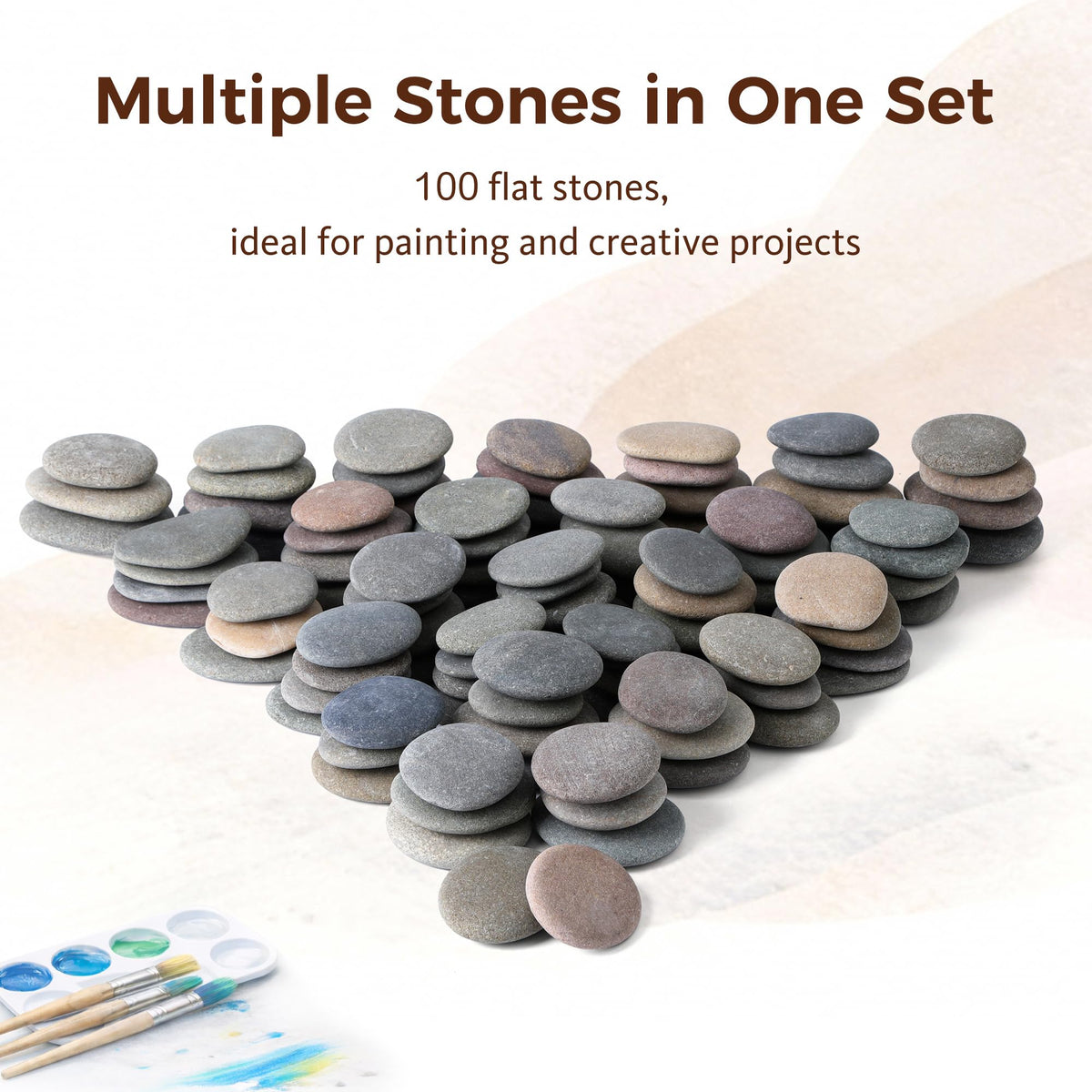 ROCART 100 PCS Large 5.5-8.5 cm Smooth Natural River Rocks for Painting, Flat Painting Rocks & Craft Stones for Arts, Kindness Rock, Garden & Classroom Projects