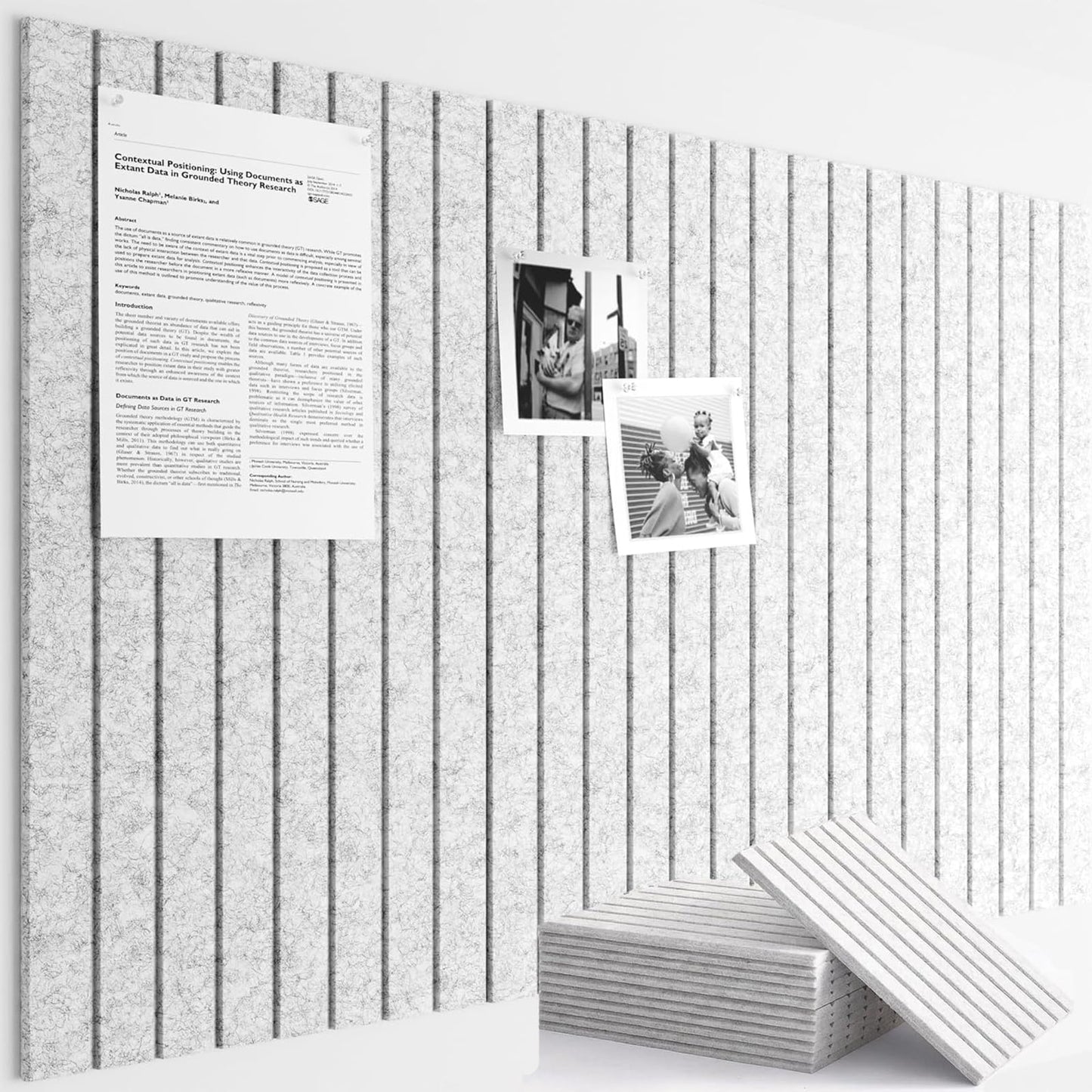 BEFYUS Large Cork Board for Wall 48" X 36"- 12Pack Large Felt Bulletin Board with Removable Adhesive Tabs,Push Pin Board for Home Office Wall Decor and School Classroom Decor (Grey)