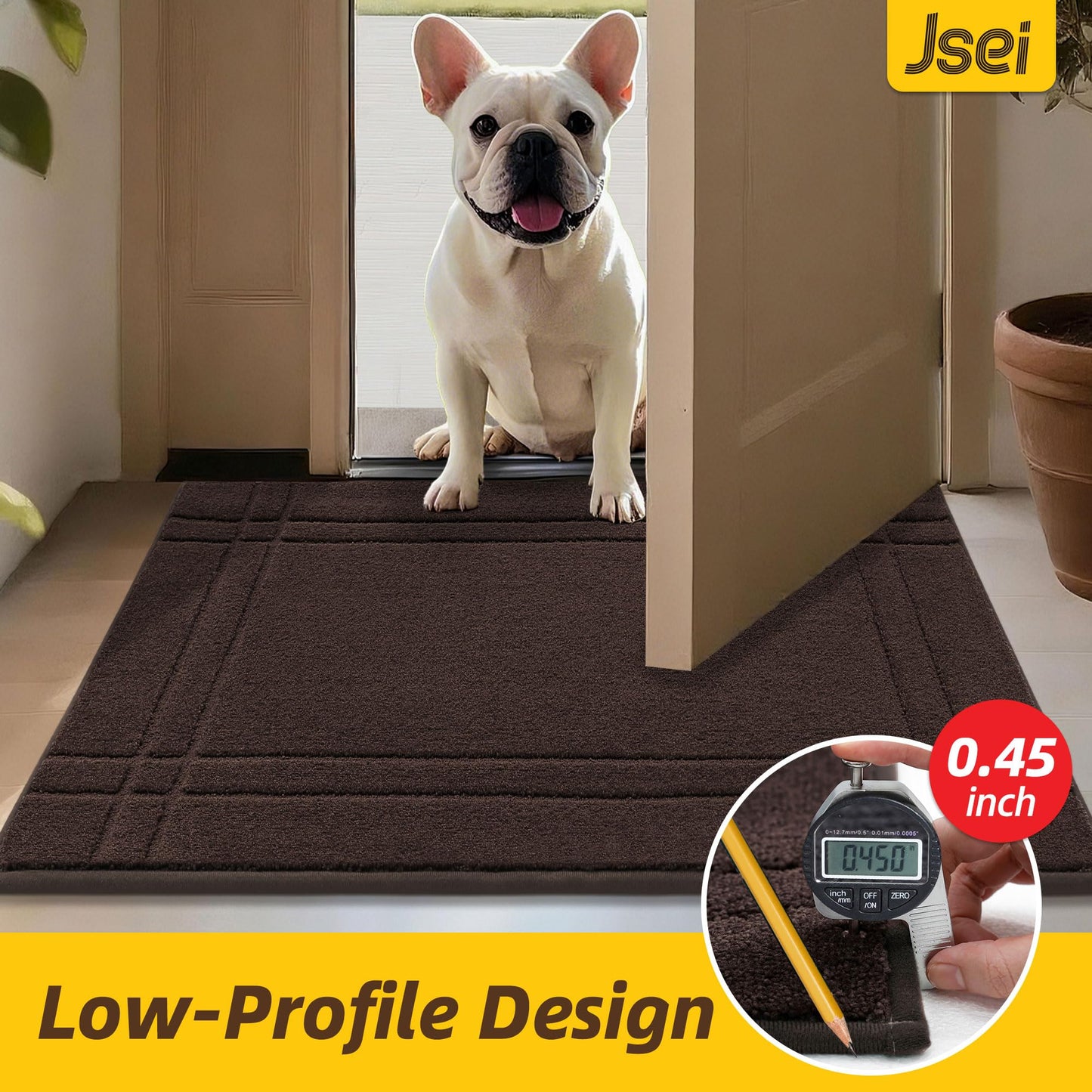 JSEI Entryway Rugs Doormat 32"x48", Non-Slip Dirt Trapper Door Mats Indoor, Washable Absorbent and Stain Resist Welcome Floor Mat for Front Door, Dog Door Mat, Dirty Wet Shoes & Paws, Brown