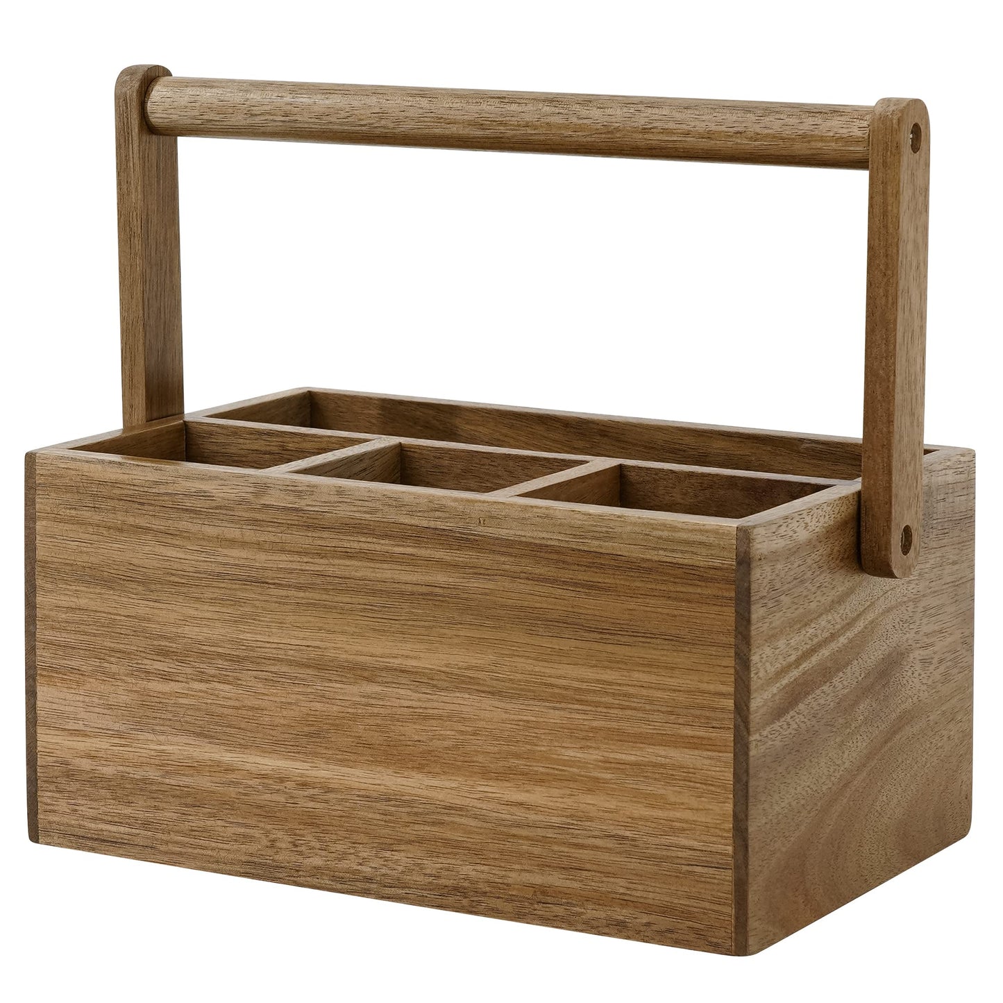 VaeFae Acacia Cutlery Caddy with Handle, Wooden Utensil Holder, Mulip-pose Organizer for Kitchen, Office, Bathroom, Bedroom