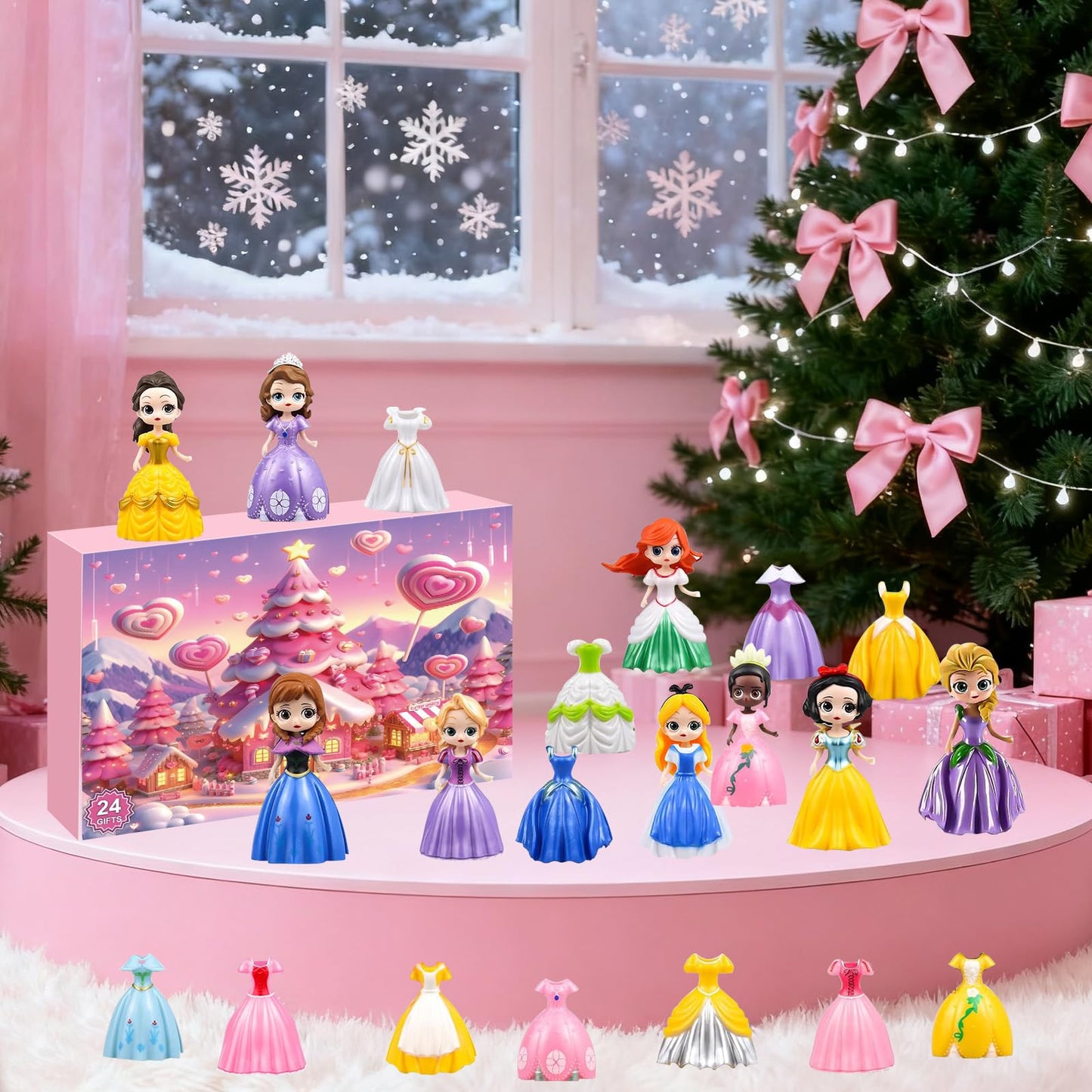 Advent Calendar 2025 for Girls, Princess Deformation Toy Christmas Countdown Calendars Princess Transformable Toys for Girls Xmas Gifts Party Favors