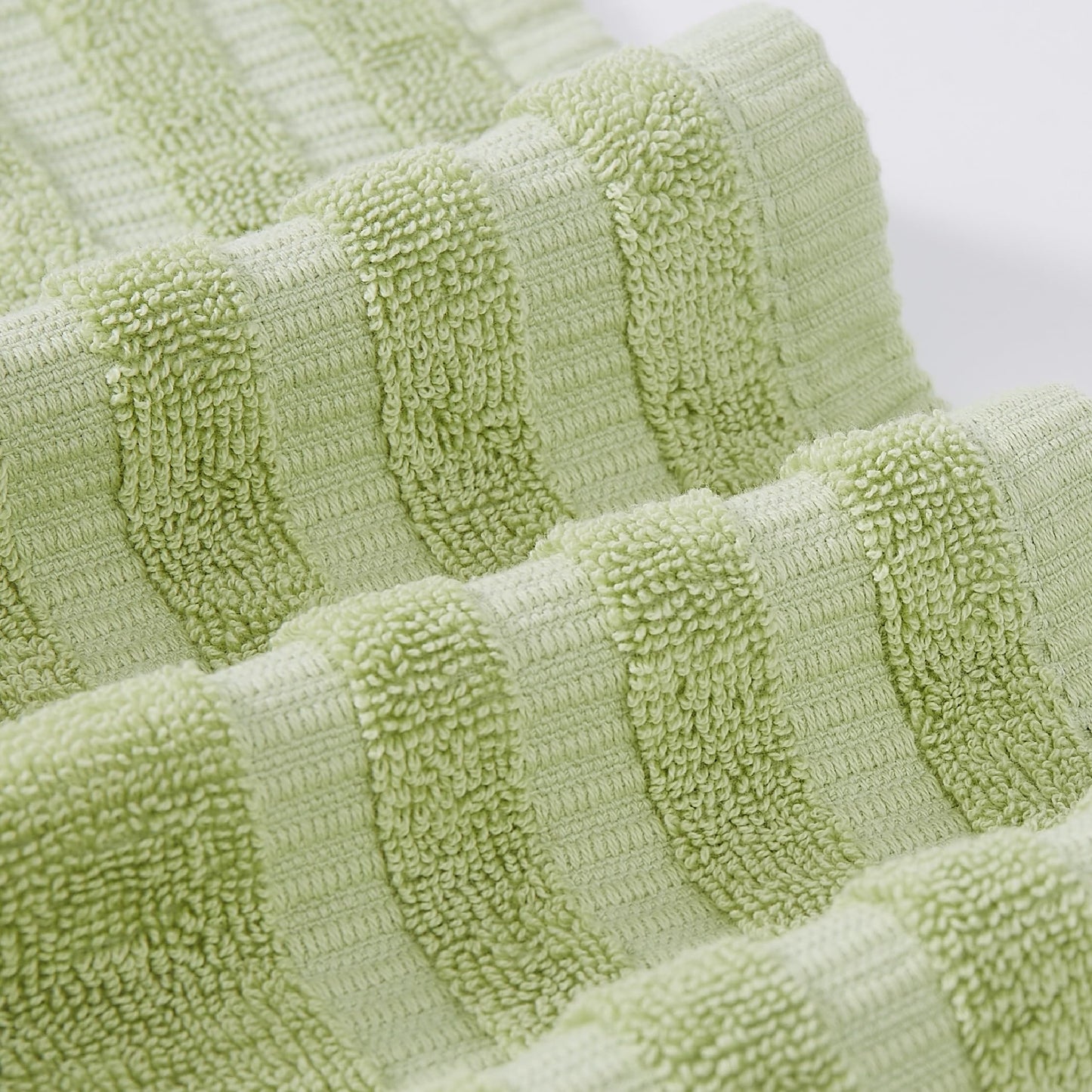 Amrapur Overseas 6-Piece Yarn Dyed Organic Vines Jacquard/Solid Ultra Soft 500GSM 100% Combed Cotton Towel Set [Sage Green]