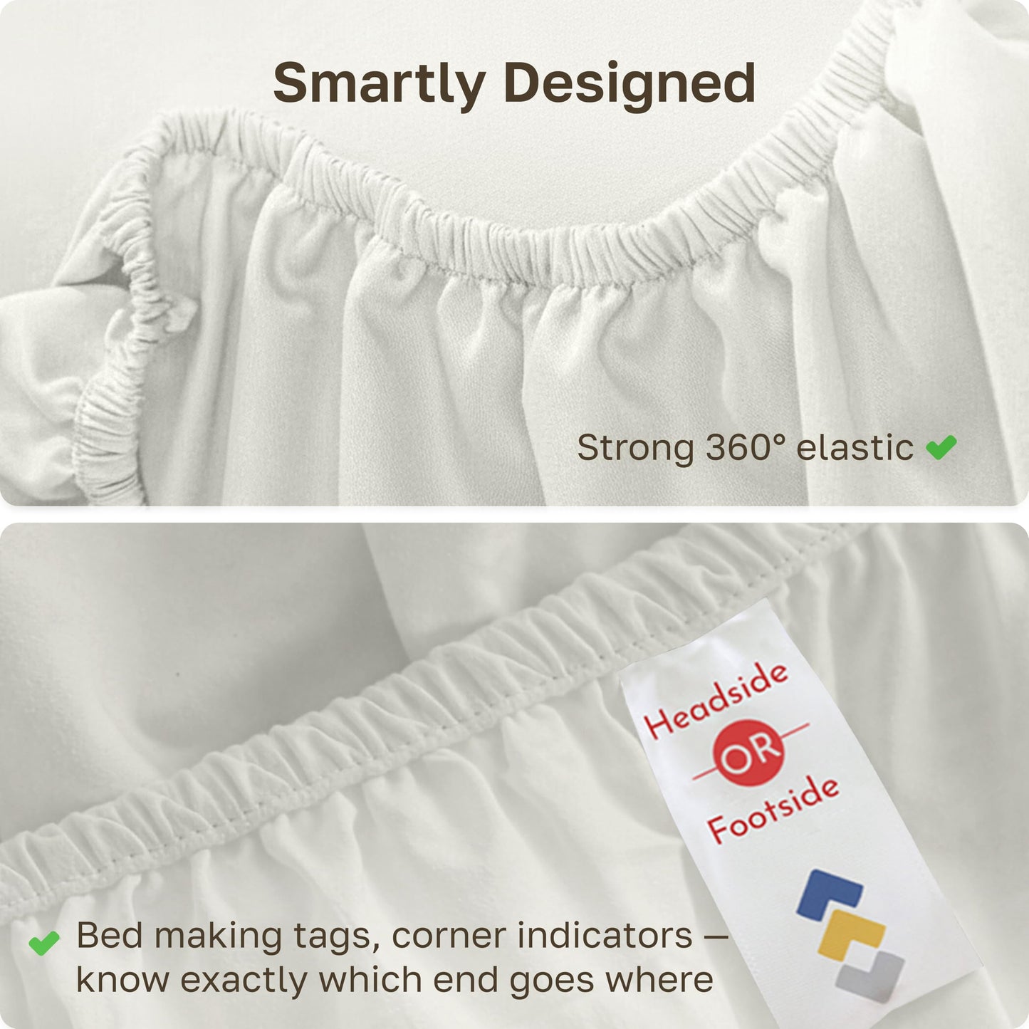 California Design Den Deep Pocket King Fitted Sheet, Soft 400 Thread Count 100% Cotton Sateen, No Pop-Off Elastic, Durable Fitted Sheet Only - Ivory (Pale Tone)