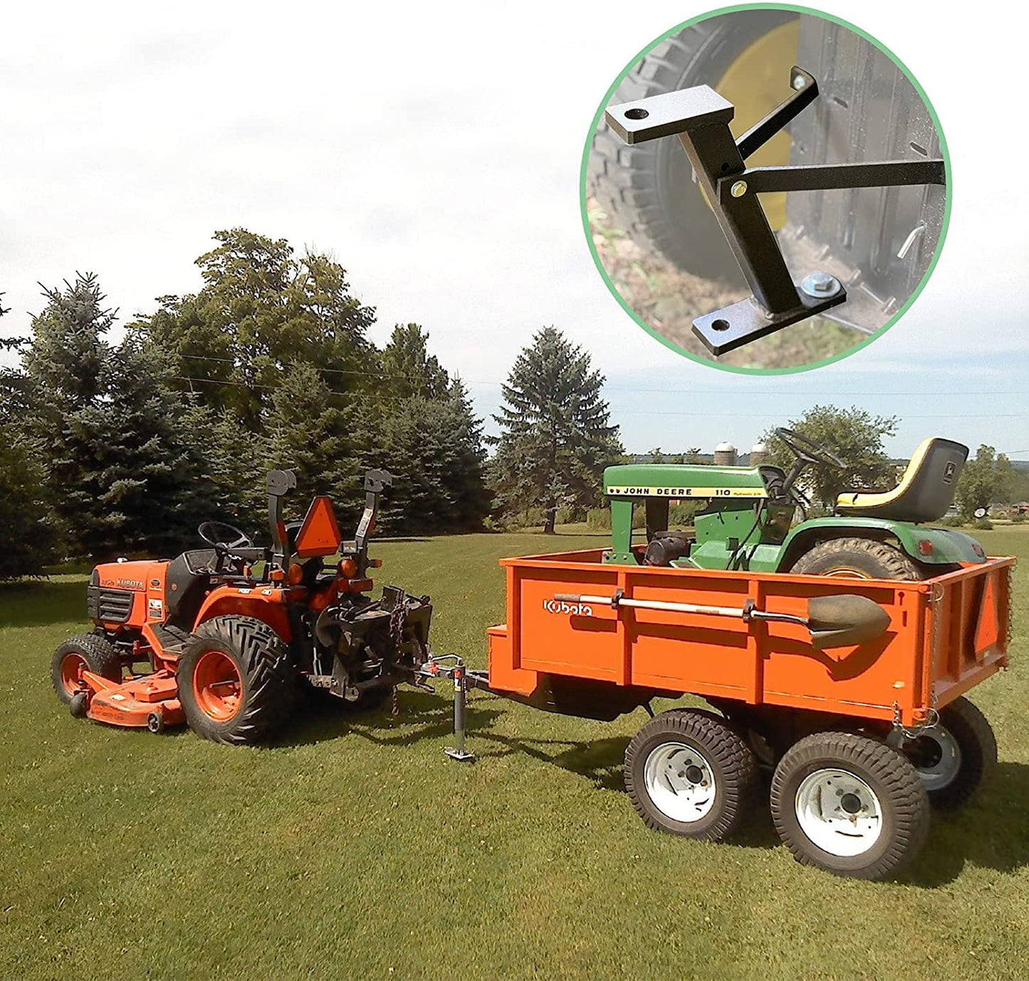 Yaegoo Lawn Mower Hitch, Garden Tractor Trailer Hitch Receiver Solid Iron Construction - Black