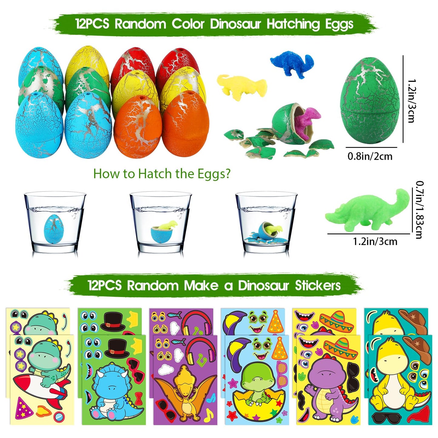 RichSmile 352PCS Dinosaur Party Favors, Dinosaur Birthday Party Decorations Supplies, Stickers Keychains Goodie Bags for Kids Birthday Gifts, Dino Slingshot Finger Fidget Toys Bulk