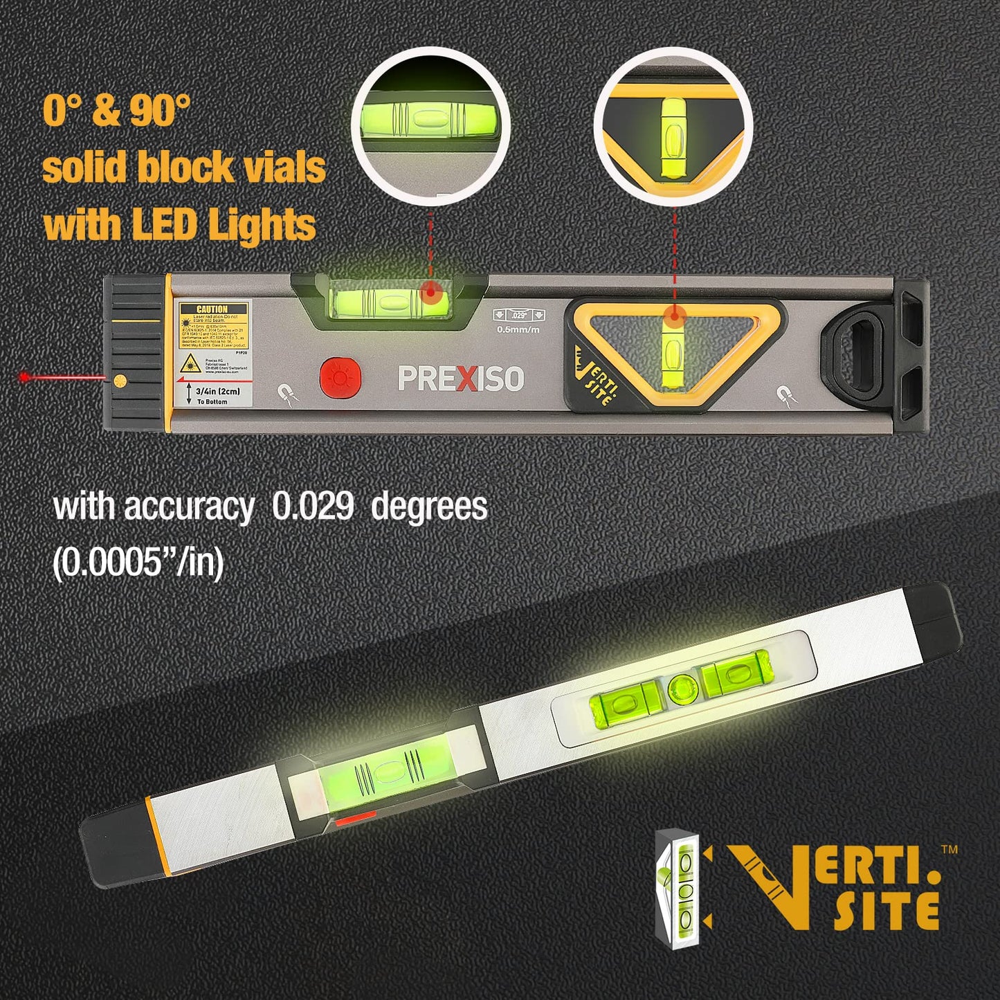 PREXISO 2-in-1 Laser Level Tool with Light, 100 Ft Alignment Point & 30 Ft Leveling Line, Magnetic Laser Spirit Level for Construction Picture Hanging Wall Writing Painting Home Renovation