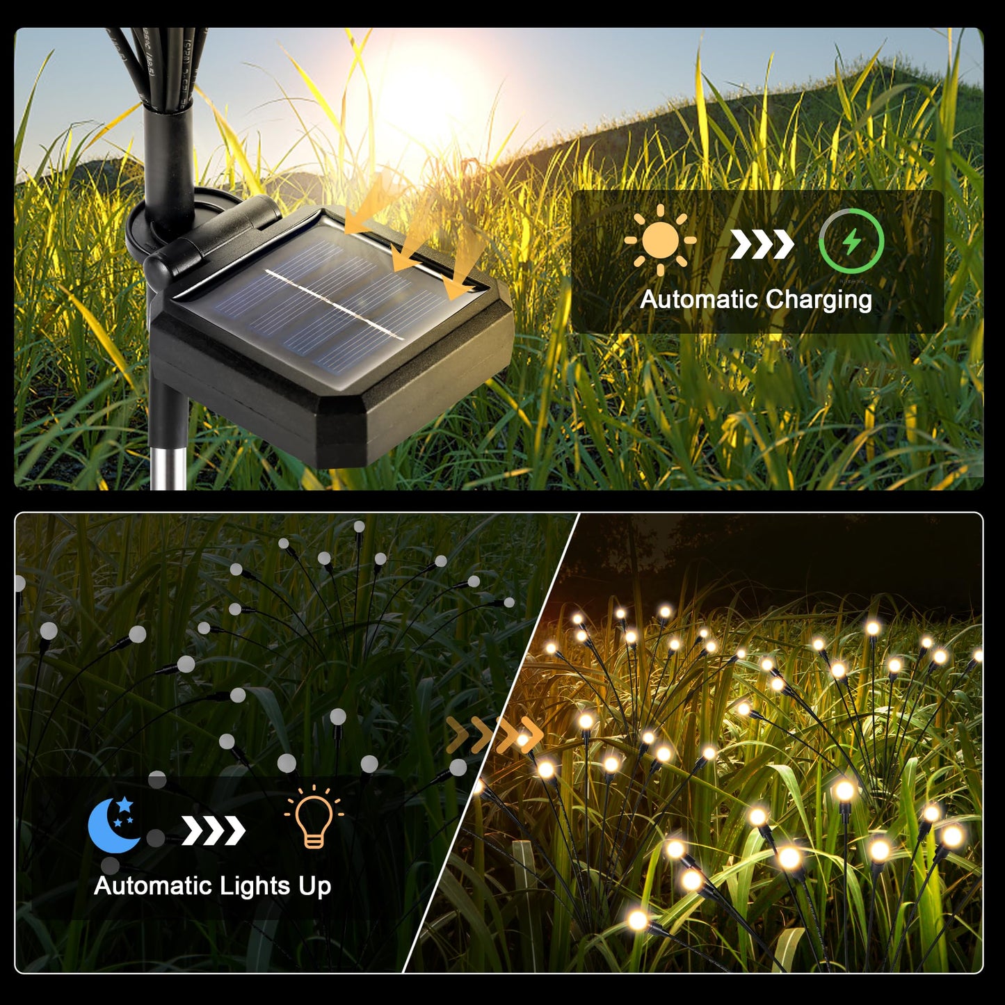 SUNCKET 6 Pack Solar Fairy Lights, Warm White Solar Lights Outdoor Waterproof, Outdoor Solar Lights for Outside Patio Garden Yard Front Porch Decor