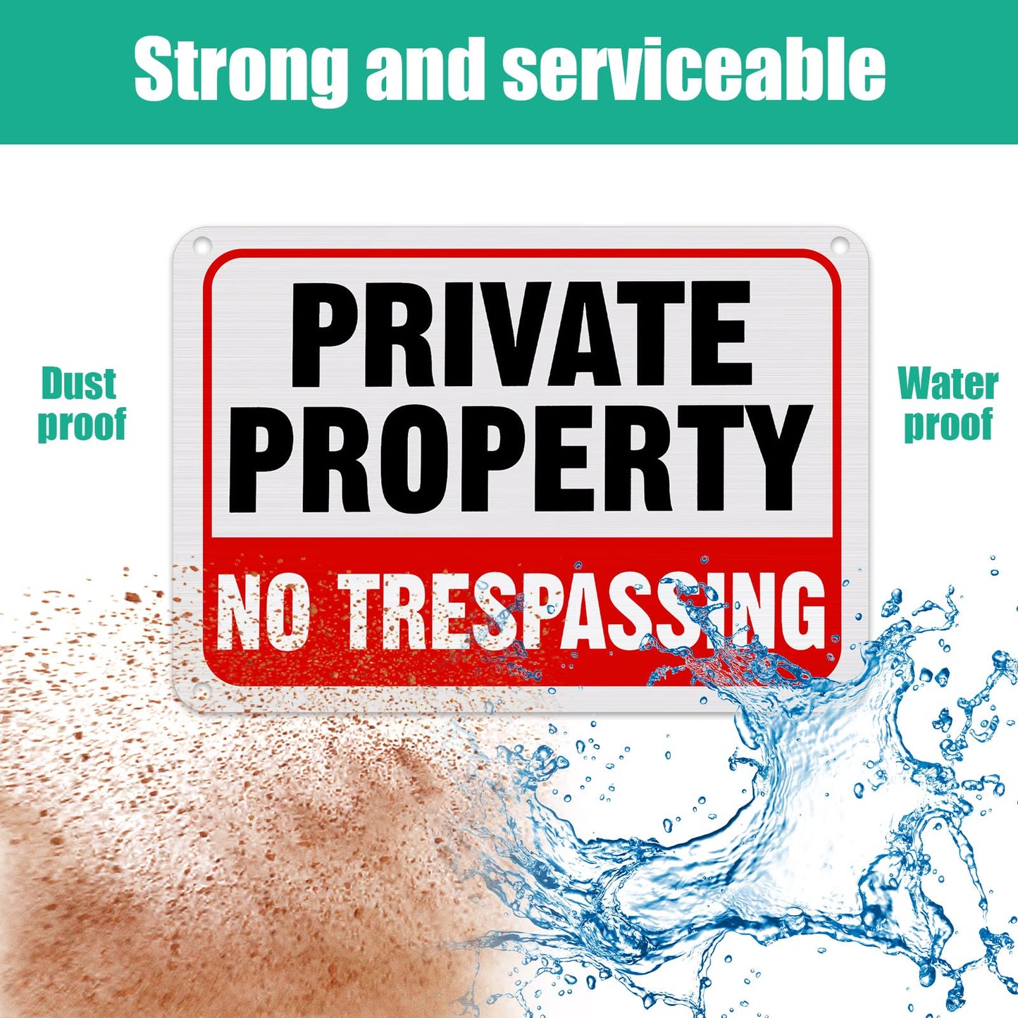 LEIFIDE 12 Pcs No Trespassing Signs Private Property Metal Reflective Aluminum No Trespassing Weatherproof Warning Signs for Property Security Outdoor Yard Home, 7 x 10 Inch(Red, Black, White)