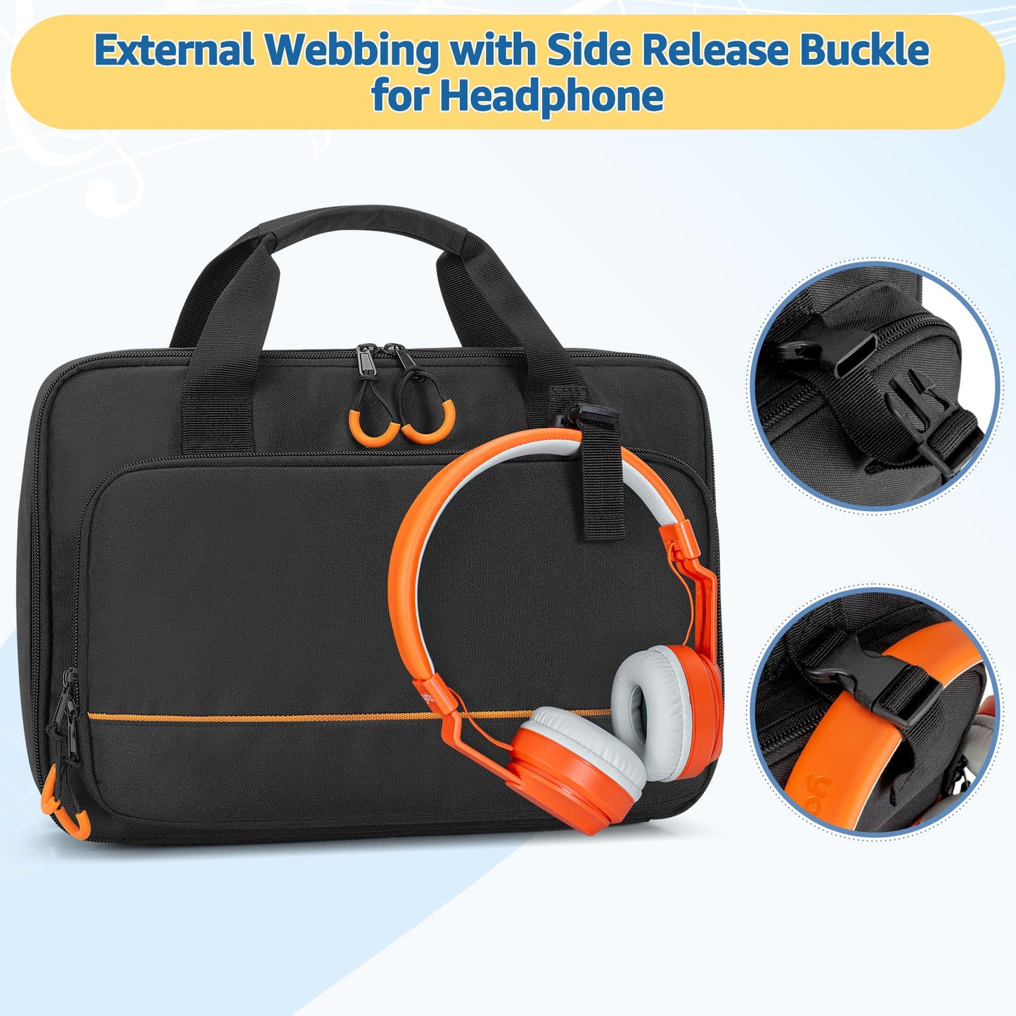 Rexmica Padded Carrying Bag Compatible with VTech Kidi Star DJ Mixer/Kidi DJ Mix, Small DJ Mixer Storage Bag with Accessory Pockets for Cable, User Guide, Batteries or Other Accessories, Black