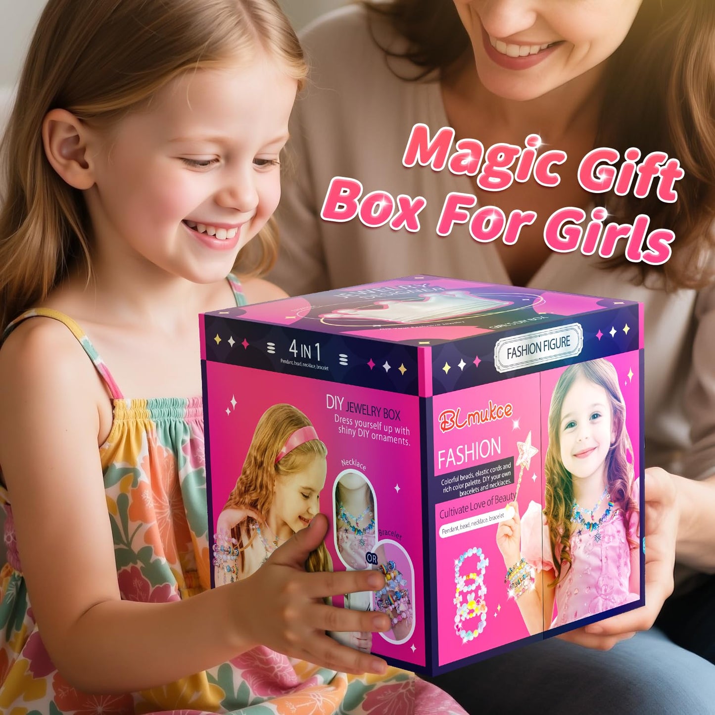 BLmukce Charm Bracelet Making Kit for Girls Ages 8-12, DIY Jewelry Making Kit & Art Craft Set with Beads, Charms & Necklace Supplies Birthday Party Christmas Ideas for Kids 4-6 7 8-12 Years Old girl Adult