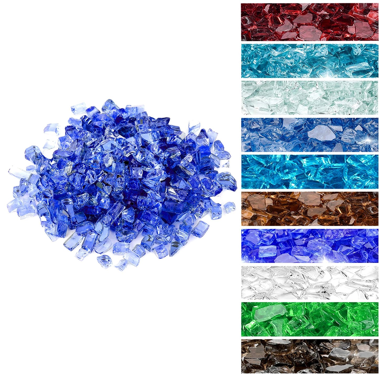 onlyfire 10 lbs Fire Glass for Propane Fire Pit, 1/2-Inch High Luster Fireplace Glass Rocks for Fire Pit Table, Cobalt Blue