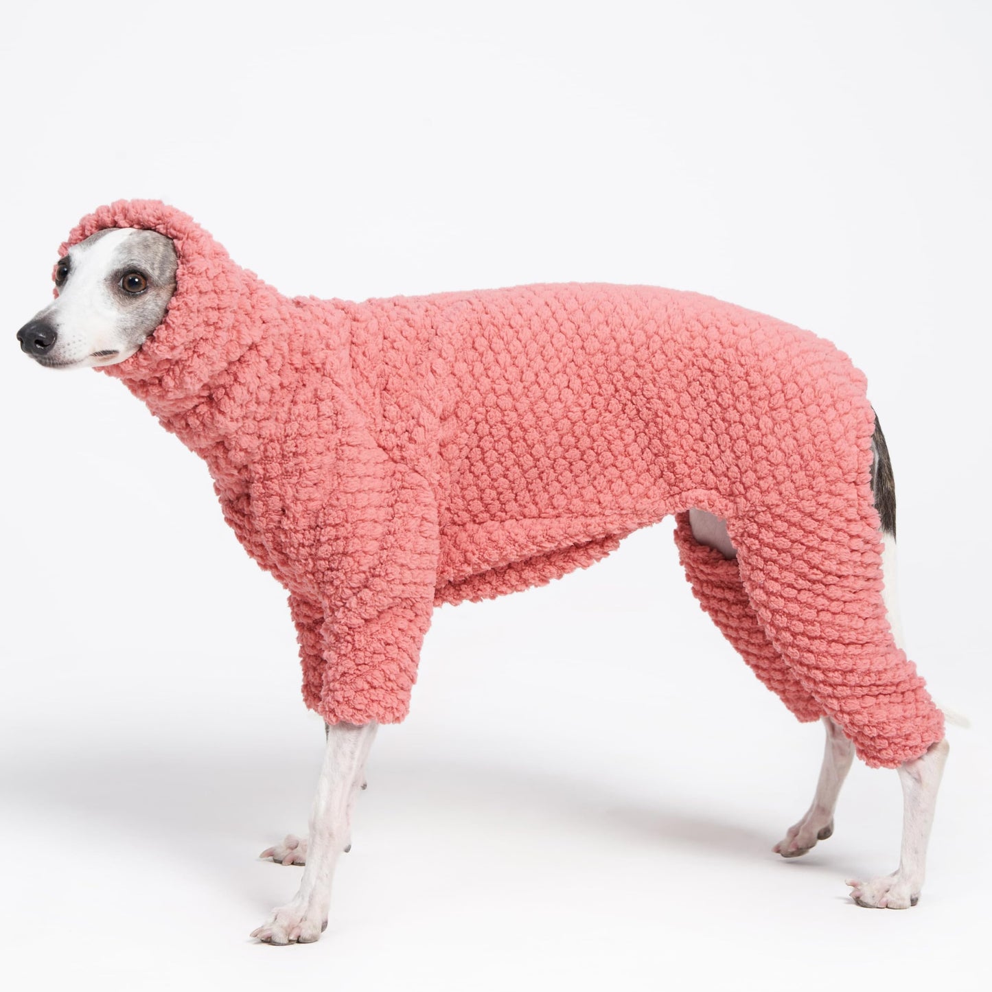 ESCCBOO Fluffy Soft Fleece Jumper Pyjamas for Italian Greyhound Whippet Dogs, Turtleneck Warm Fleece Dog Onesie, Coat, Jammies, Jumpsuit, Romper (Pink, X-Large)