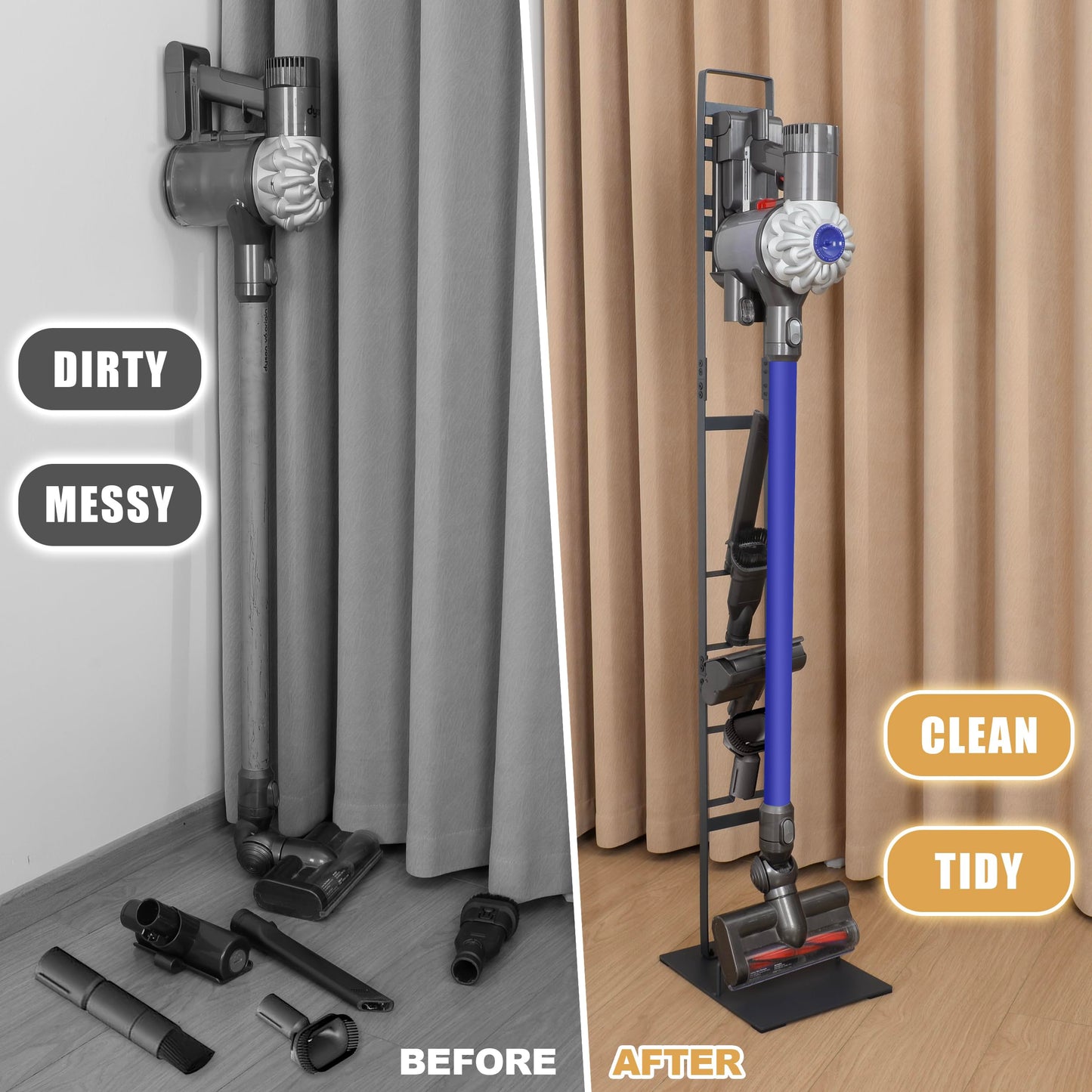 Stable Metal Storage Bracket Stand Holder for Dyson Handheld Cleaner V11 Animal v10 Absolute V8 Energy V7 V6 Cordless Stick Vacuum Cleaners with Charger Holder