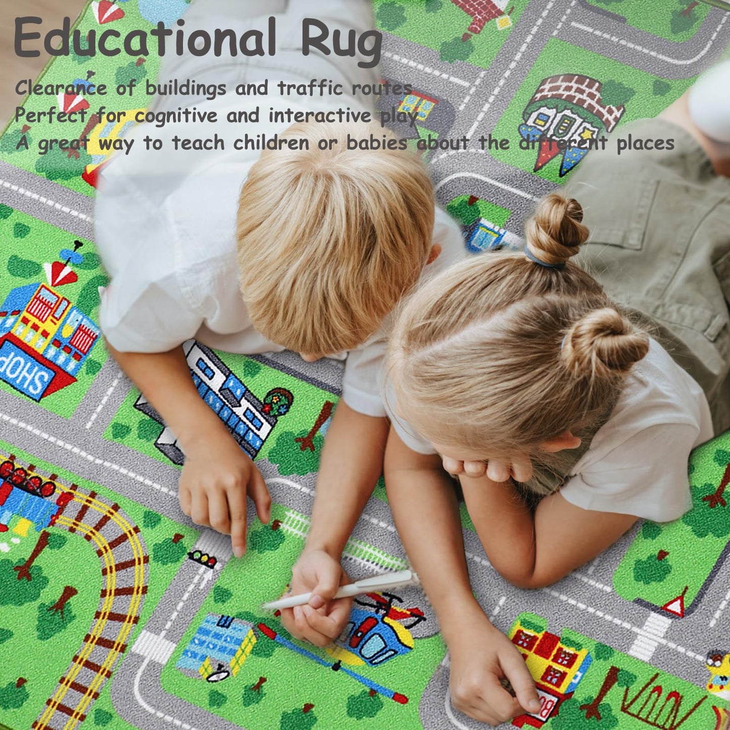 Capslpad Kids Carpet Playmat Rug,Extra Large City Life Carpet 6.6x5.0 ft Learning Educational Car Rug Play Game Carpets for Children Baby Boy Girl Bedroom Playroom