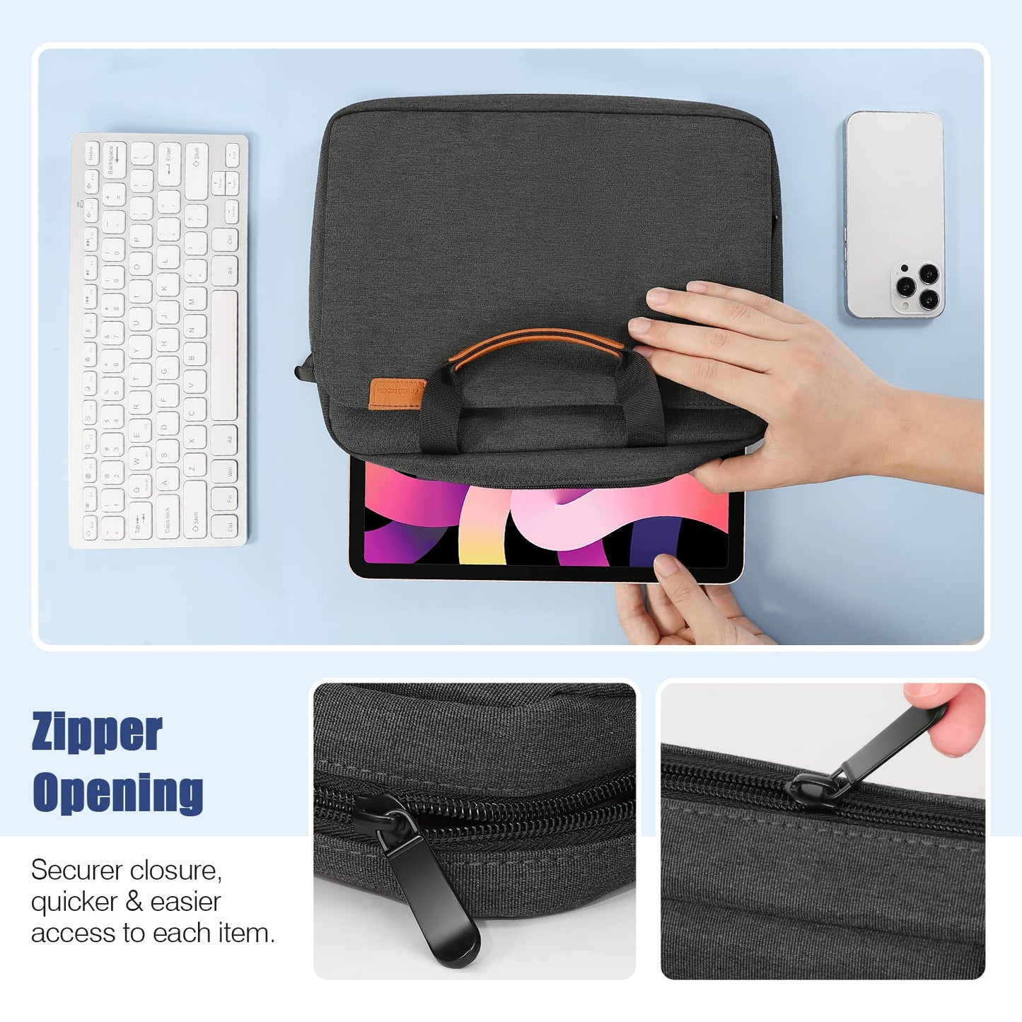 MoKo 13-14 Inch Laptop Sleeve Bag, Protective Handle Shoulder Bag Fits New 13-inch Mac Air/Pro M4, 14-inch MacBook Pro M3/M2/M1, 13-inch MacBook Air M3/M2/M1, Black & Gray