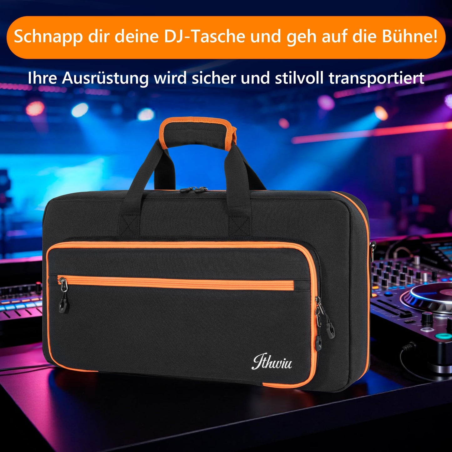 AKOZLIN DJ Controller Case for DDJ FLX4/ DDJ REV1/ DDJ 400/SB2/SB3 DJ Carrying Case with Pearl Cotton Padded, Adjustable Shoulder Strap, 15.6" Laptop Compartment and Accessory Pockets