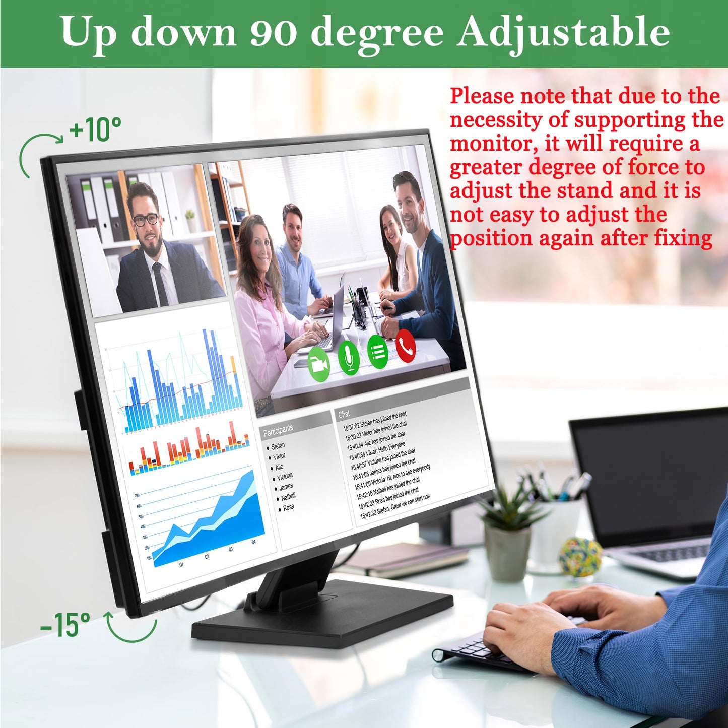 Tcatec Adjustable LCD Monitor Stand, Lay Flat Monitor Stand, Swivel PC Desk Stand Foldable Computer Monitor Mount Non Slip Desktop Bracket with Hole for Fixing Monitor, Black