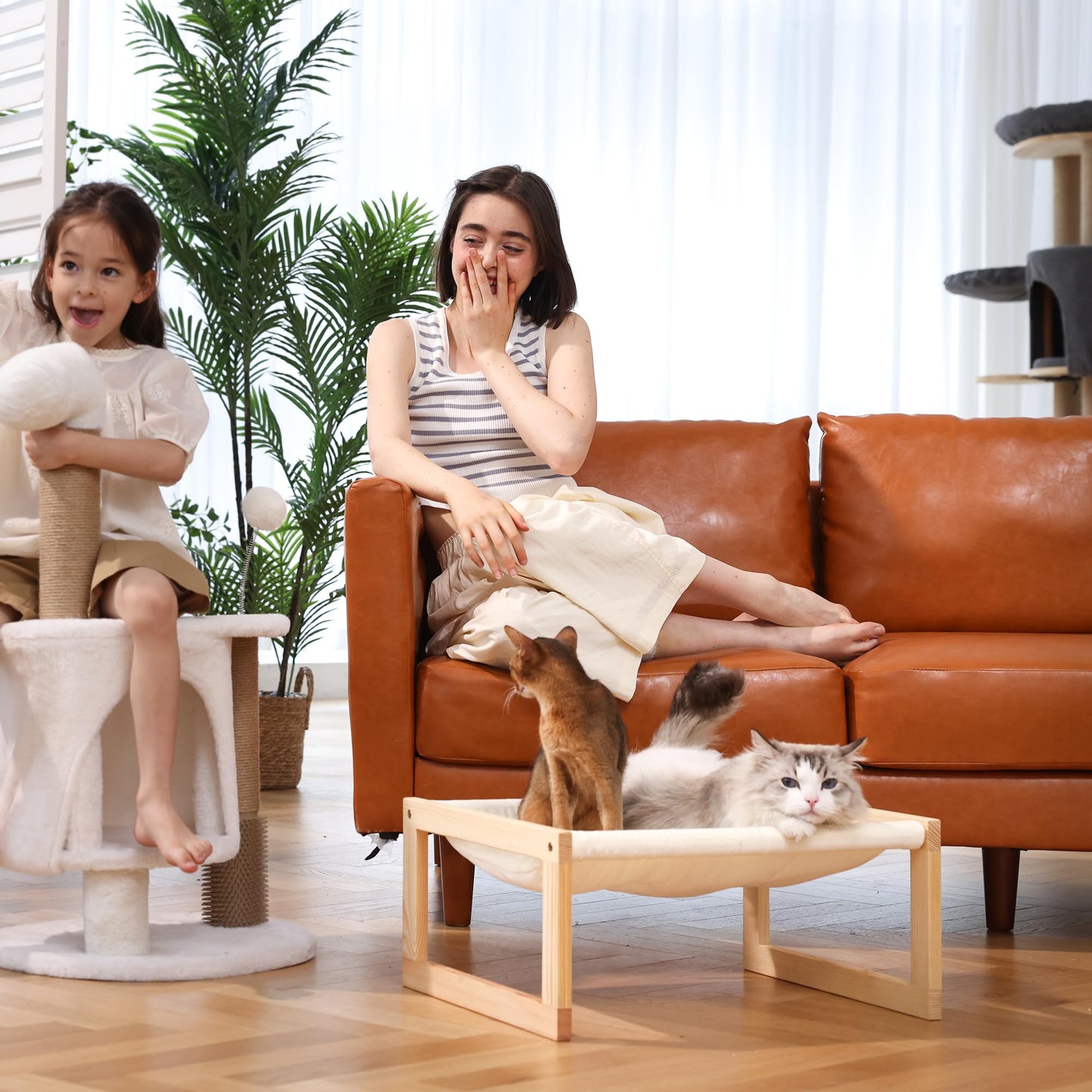 FUKUMARU Cat Bed, Plush Velvet Cat Beds for Indoor Cats, Wooden Cat Hammock, 20 x 16 Inch Cat Couch, Suitable for Cats, Dog, Bunny, Rabbit, Kitten and Small Animal