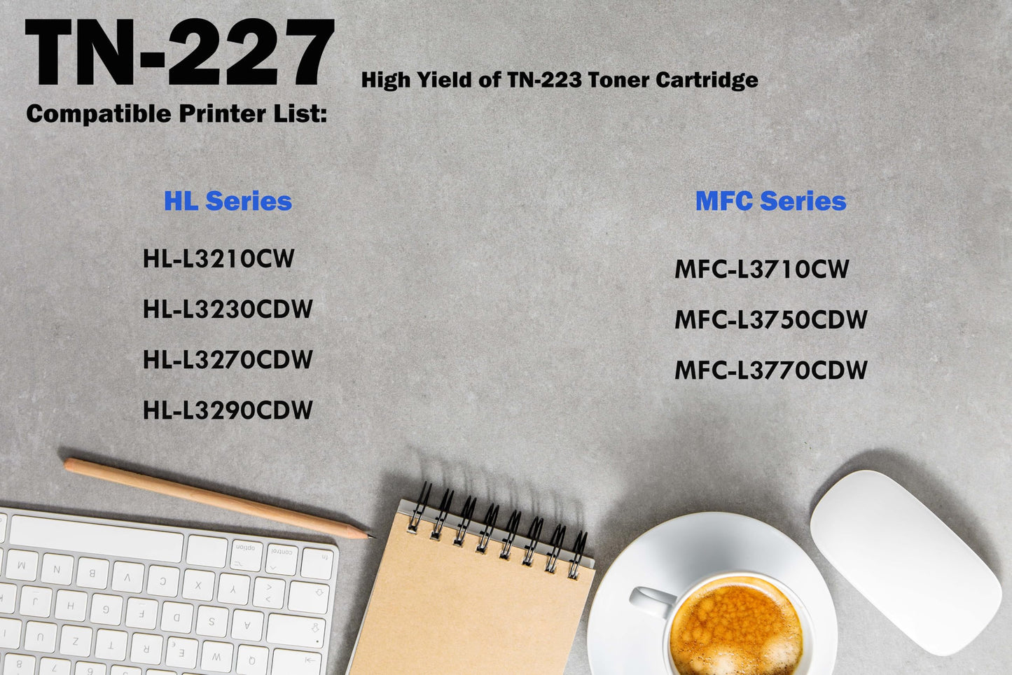Ultra Toner® tn227 Compatible Replacement for Brother TN227 Toner Cartridge High Yield TN-223 TN-227 tn223 HL-L3210CW HL-L3230CDW HL-L3270CDW HL-L3290CDW MFC-L3770CDW MFC-L3750CDW 3710CW (2 Black)