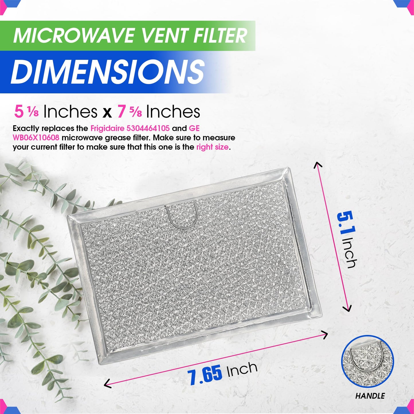 Bagean Microwave Filter Replacement 5.12” x 7.64” Aluminum Mesh Screen Grease Filter - 4 Pack Fits Frigidaire 5304464105 WB06X10608 GE Microwave Filter