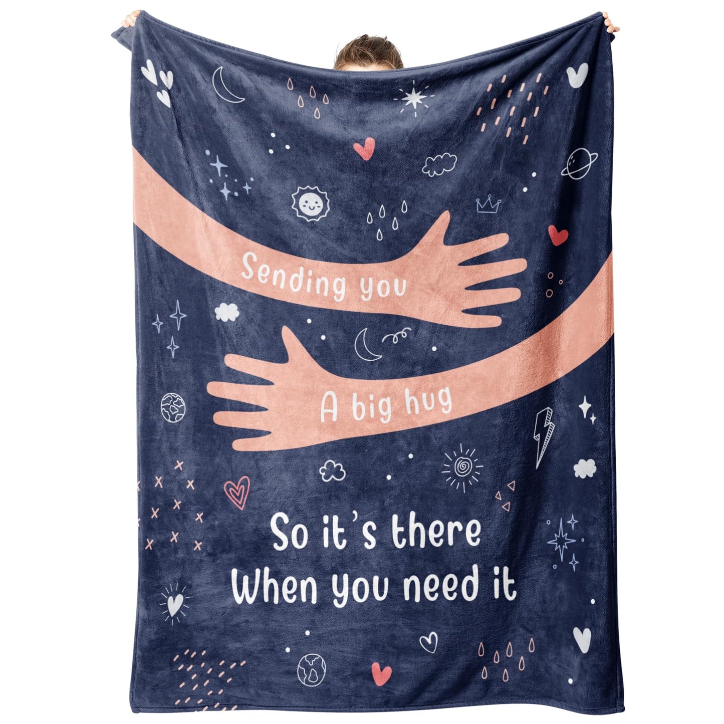 Afterprints Get Well Soon Gifts for Women Men, Hug/Healing Blanket, Thinking of You/Sympathy/After Surgery Gifts for Friends, Sister, Coworkers, Soft Throw Blankets 50'' x 60''