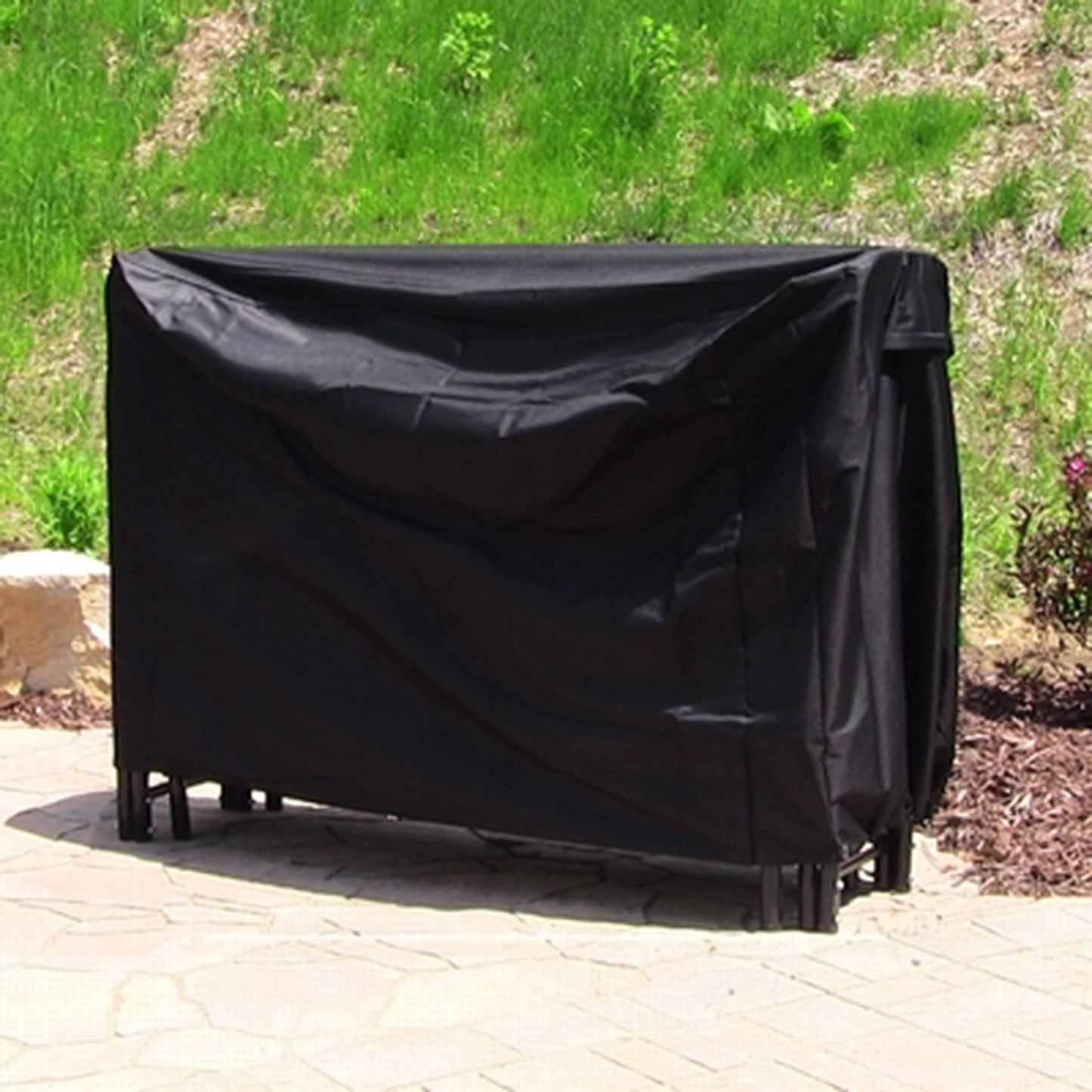 Sunnydaze 5-Foot Firewood Log Rack Cover - Weather-Resistant Outdoor Heavy-Duty Polyester with PVC Backing - Black