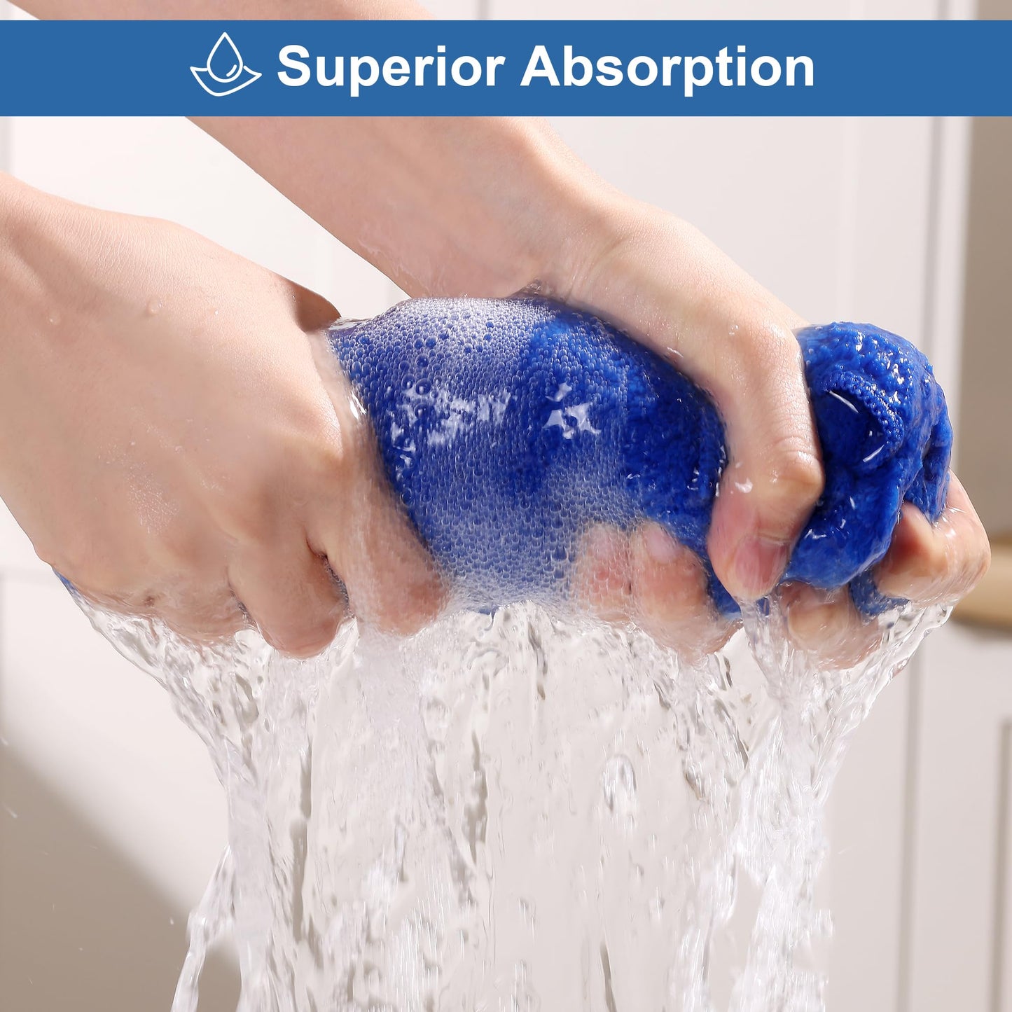 JOYMOOP Microfiber Cleaning Cloths 18 Packs, 11.8" x 11.8" Blue Reusable Kitchen Towels, Lint-Free Cleaning Rags, Super Absorbent Cleaning Cloths for Kitchen, Car, and Household Cleaning
