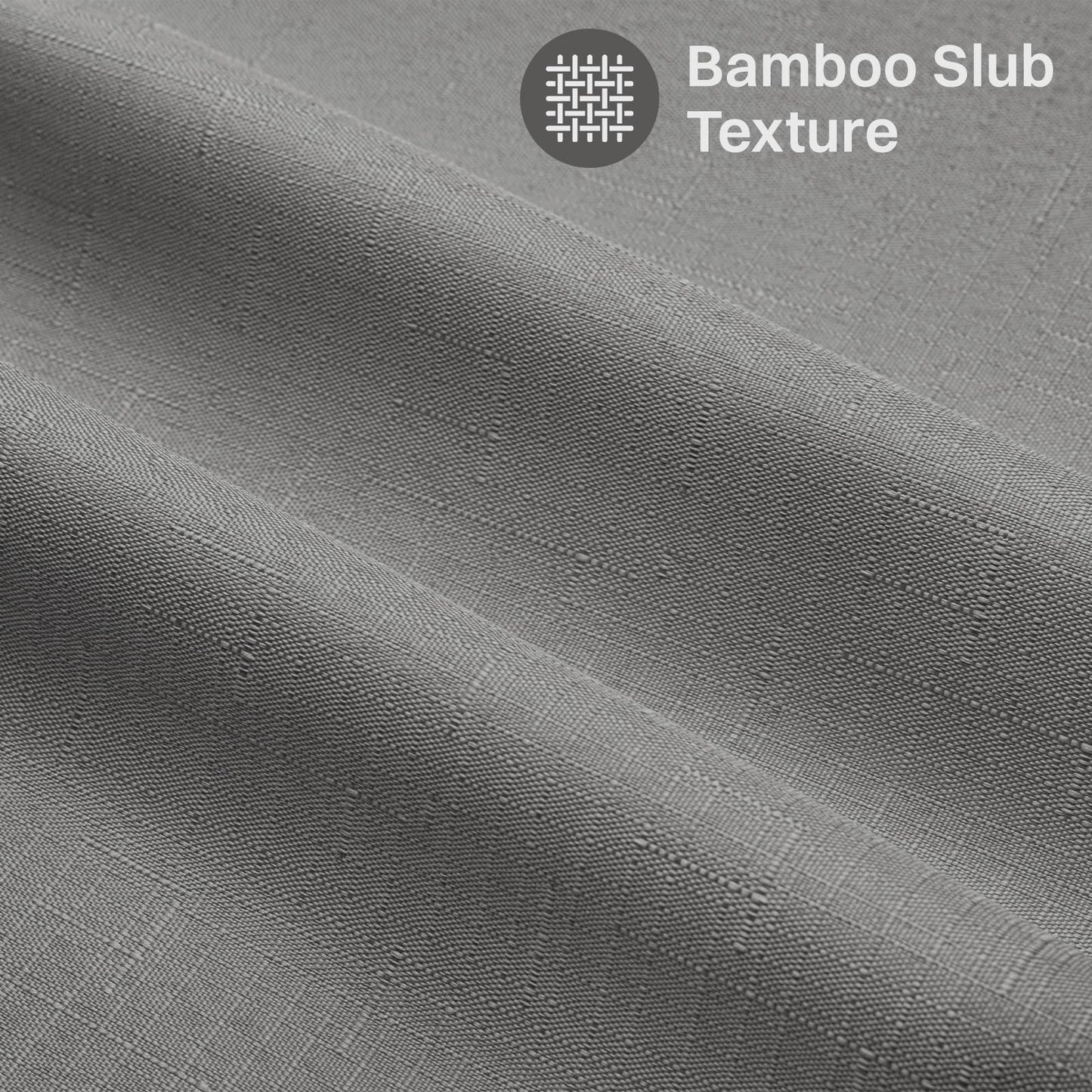 No Hook Slub Textured Shower Curtain with Snap in Liner - Fabric Outer Curtain & Waterproof Inner Liner, Hotel Style with See Through Top Window, Grey, 71" W x 74" L