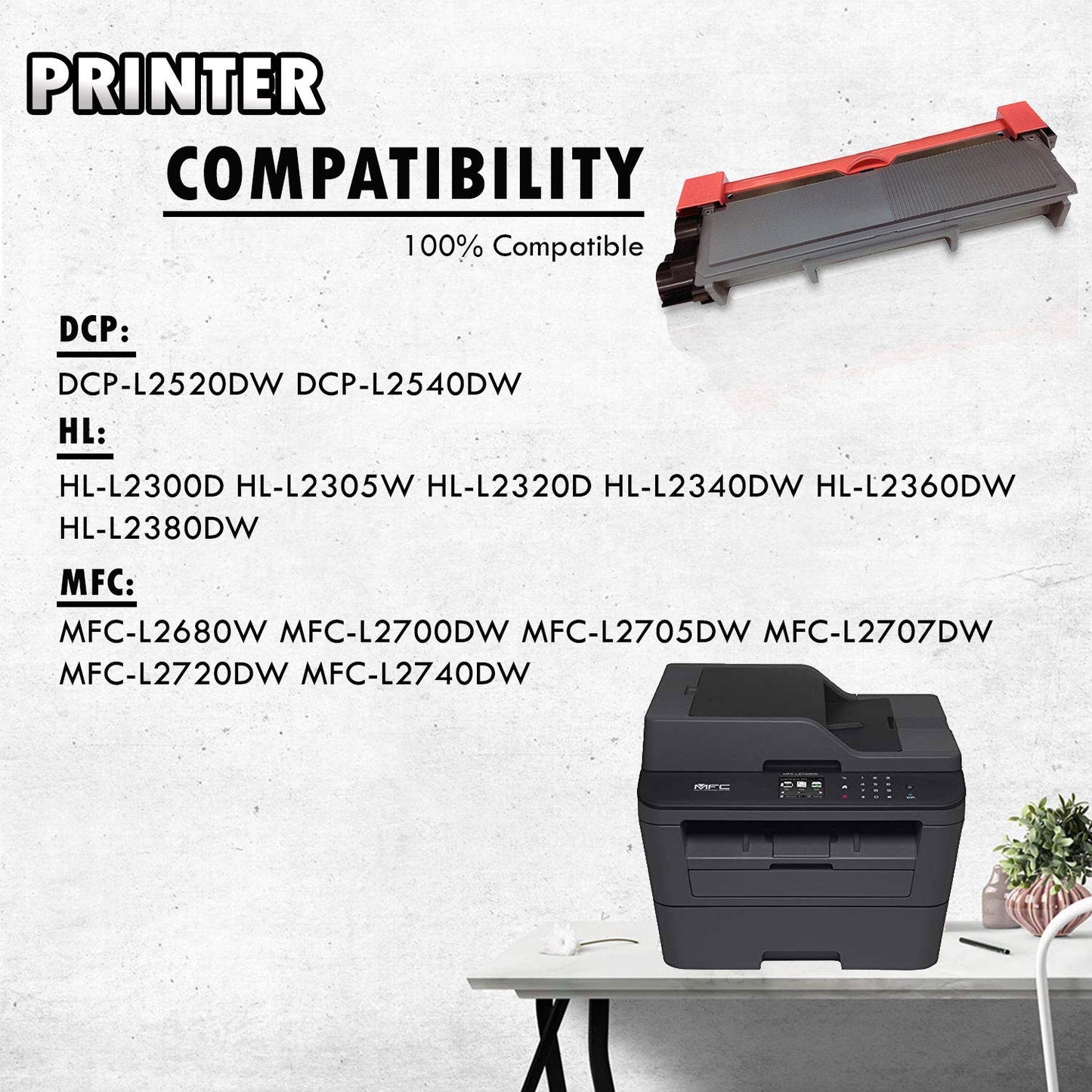 4 High Yield Inkfirst® Toner Cartridge TN-660 (TN660) Compatible Remanufactured for Brother TN-660 Black HL-L2300D HL-L2305W HL-L2320D HL-L2340DW HL-L2360DW HL-L2380DW DCP-L2520DW DCP-L2540DW MFC-L2700DW MFC-L2720DW MFC-L2740DW