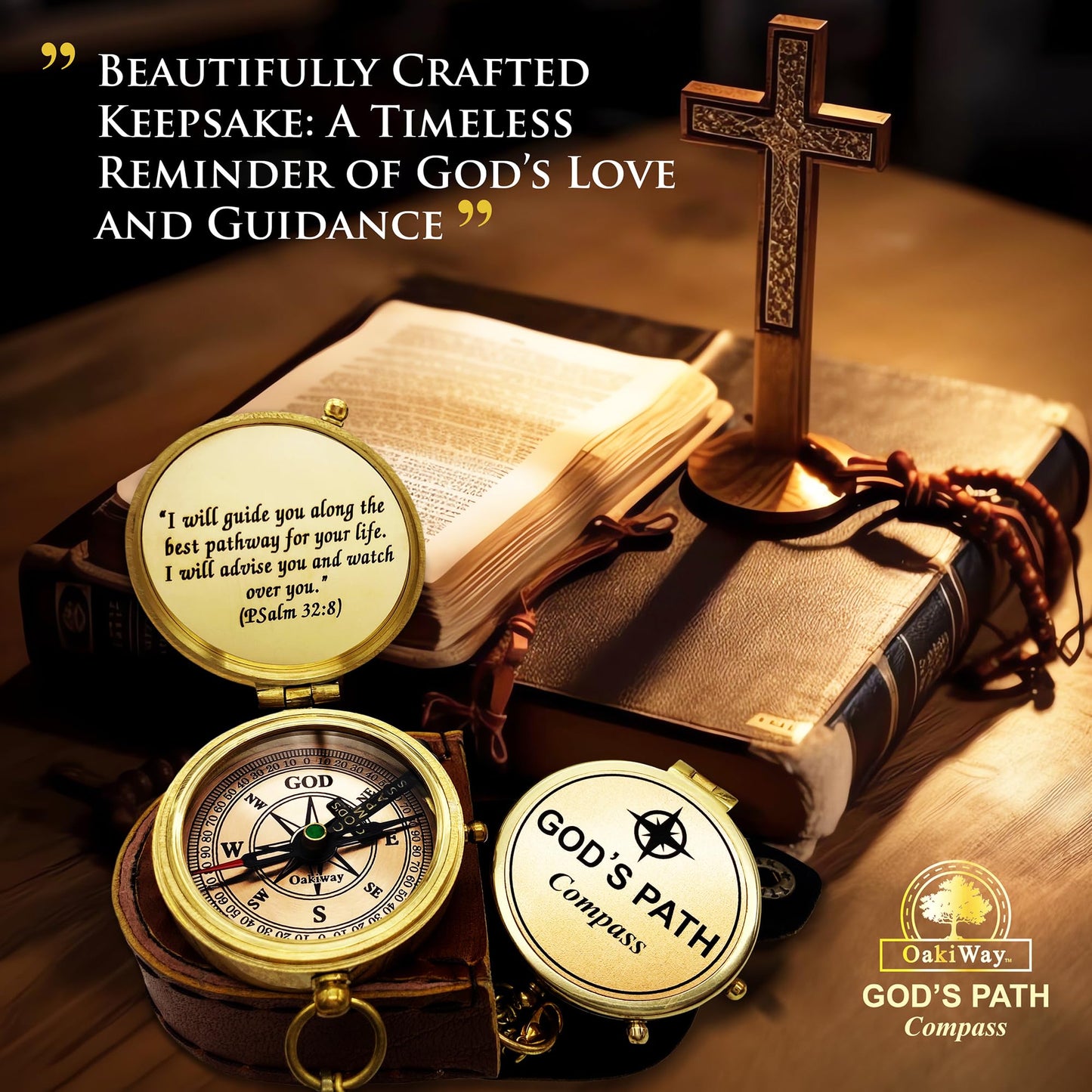 God's Path Compass - Religious Gifts for Men, Baptism Gift for Teenage Boys, Christian, Catholic, Communion, Confirmation, Graduation, Sentimental & Inspirational Present - Greeting Card Included