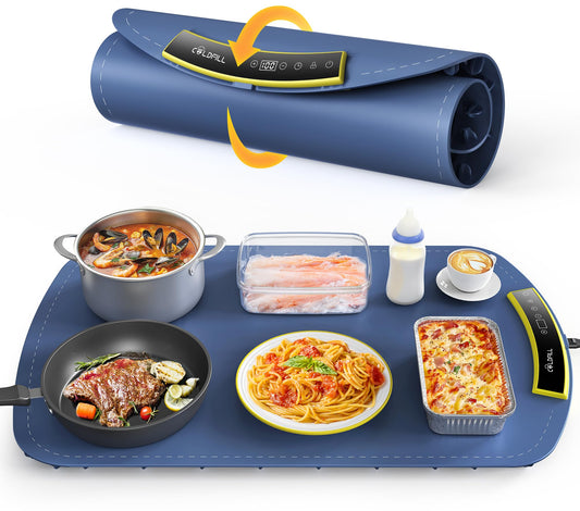 COLDFILL Food Warming Mat, Food Warmer for Buffet, Portable Electric Warming Trays for Food with 8 Temperature Settings, Whole-Surface Heating in 5s, for Parties, Gatherings, and Everyday Use