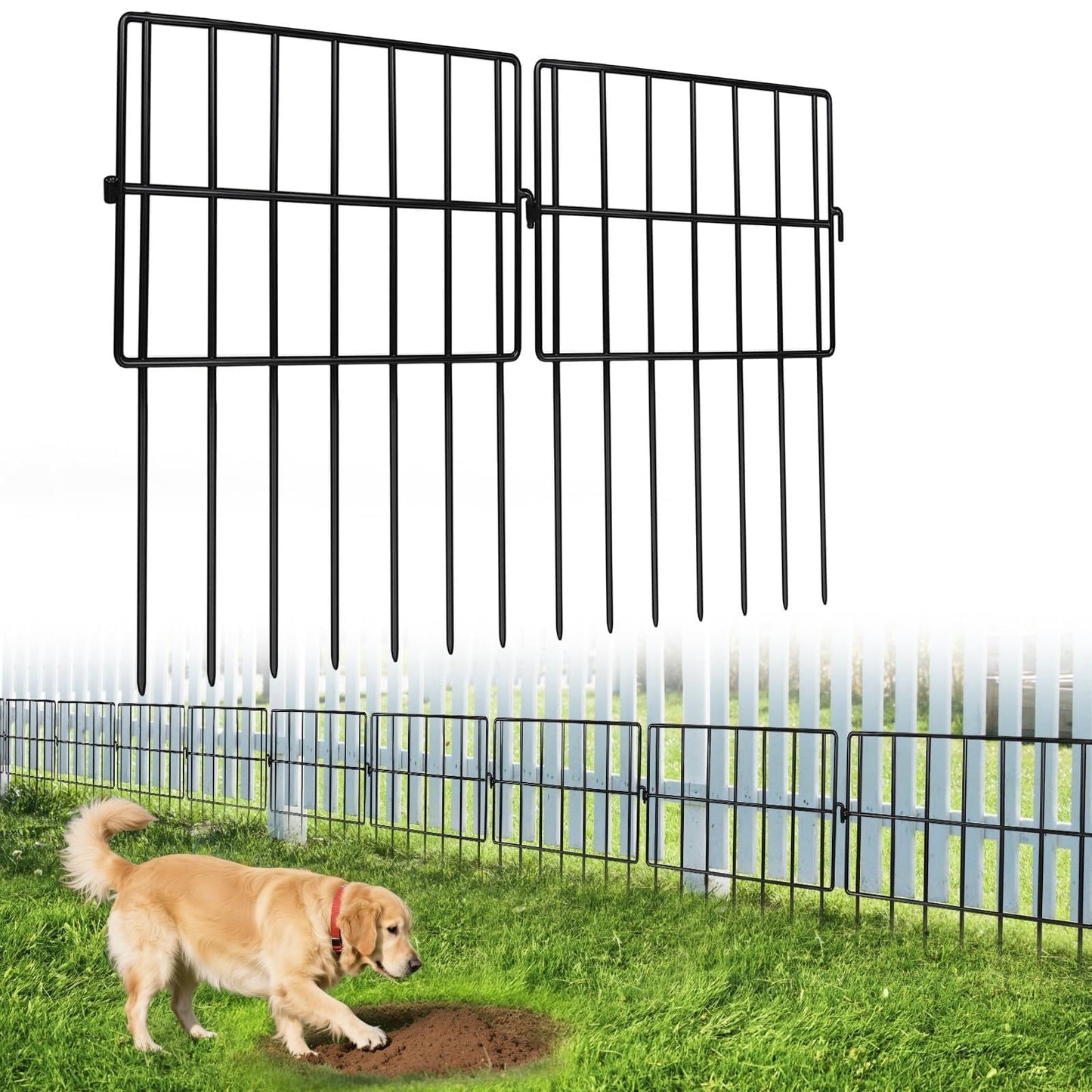25 Pack Animal Barrier Fence No Dig Garden Defense, 13in(H) x 25ft(L) Rabbit Proof Garden Fencing with 1.2in Gaps, Metal Rabbit Fence for Garden, Dog Blocker Under Barriers
