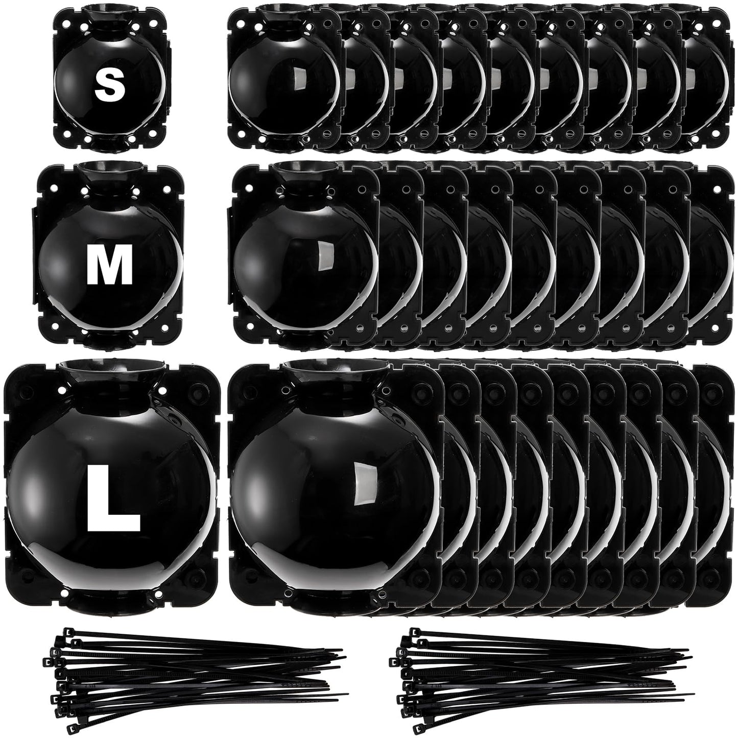 Elsjoy 30 Pack 3 Sizes Plant Root Growing Box with 120 pcs Zip Ties, Air Layering Propagation Ball Kit Reusable Tree Rooting Grafting Tools, Root Propagation Ball Set for Fast Propagation