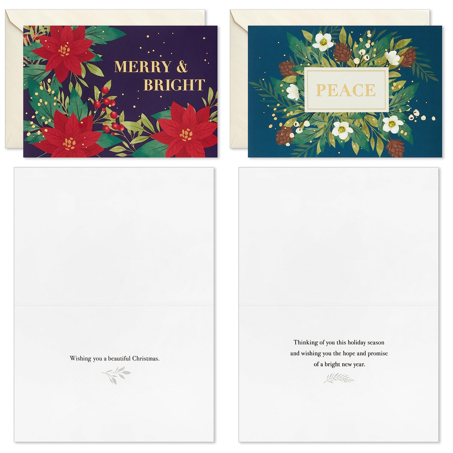 Hallmark Bulk Boxed Christmas Card Assortment, Elegant Jewel-Tone Floral Assortment (72 Cards and Envelopes)