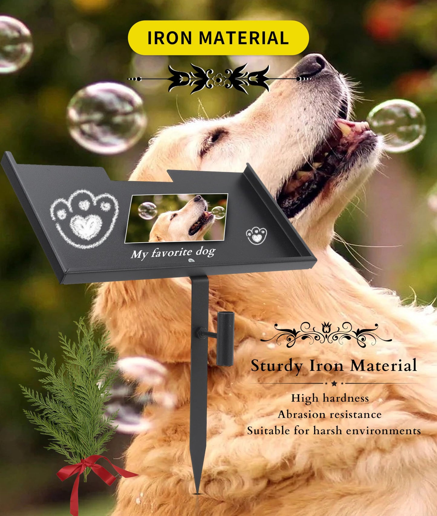 Grave Marker Stand, Heavy Duty Iron Memorial Stone Stand for 12L X 6W X 1/2H Memorial Stone, Garden Stone Stand for Honoring Loved Ones, Pets, etc.