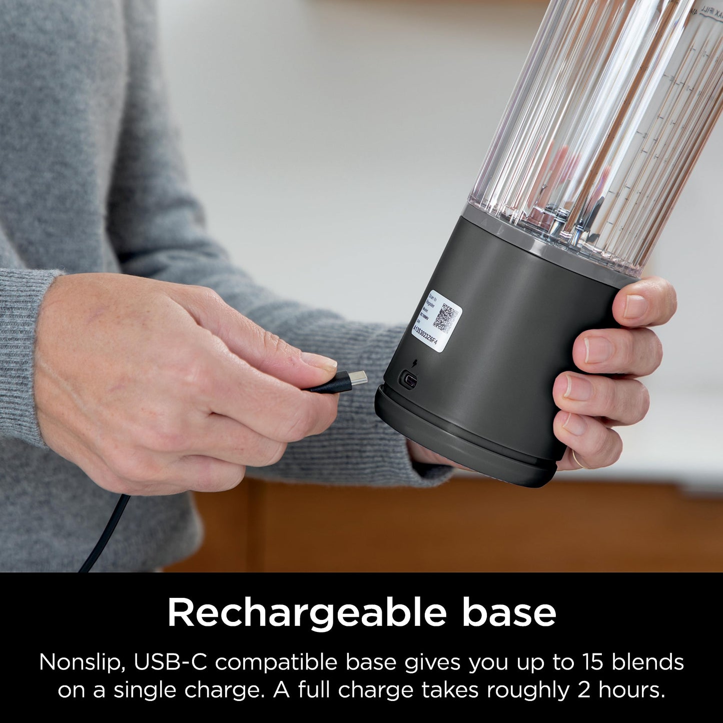 Ninja Blast Portable Blender, Cordless 16oz Personal Blender for Shakes & Smoothies, Up to 15 Blends per Charge, BPA Free, Leakproof Lid, USB‑C Rechargeable, Dishwasher Safe, Black, BC100BKC