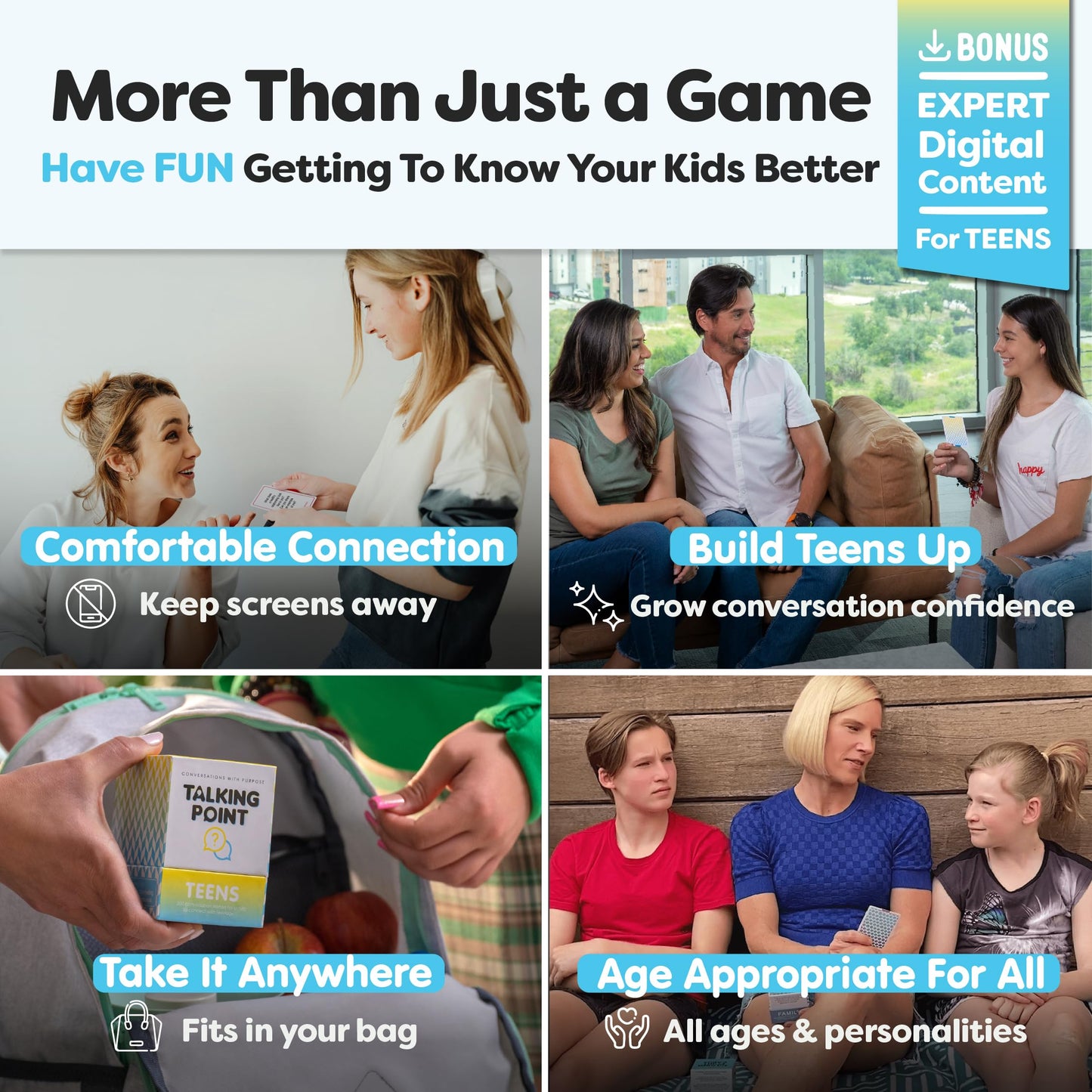 200 Teens Conversation Cards - Connecting Parents with their Teenagers - Reduce Screentime with Fun & Deep Conversation - Avoid Conflict, Improve Communication & Learn More About Your Teen Boy or Girl