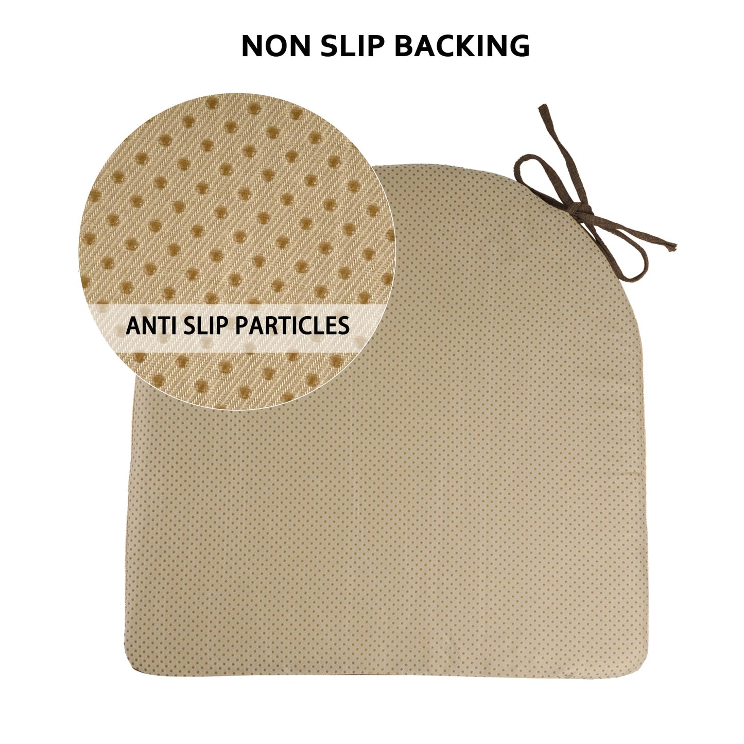 ELFJOY Set of 6 Chair Cushions for Dining Chairs Non Slip Seat Cushion with Ties and Machine Washable Cover Foam Kitchen Chair Pads Indoor 17x17x2 inches Coffee
