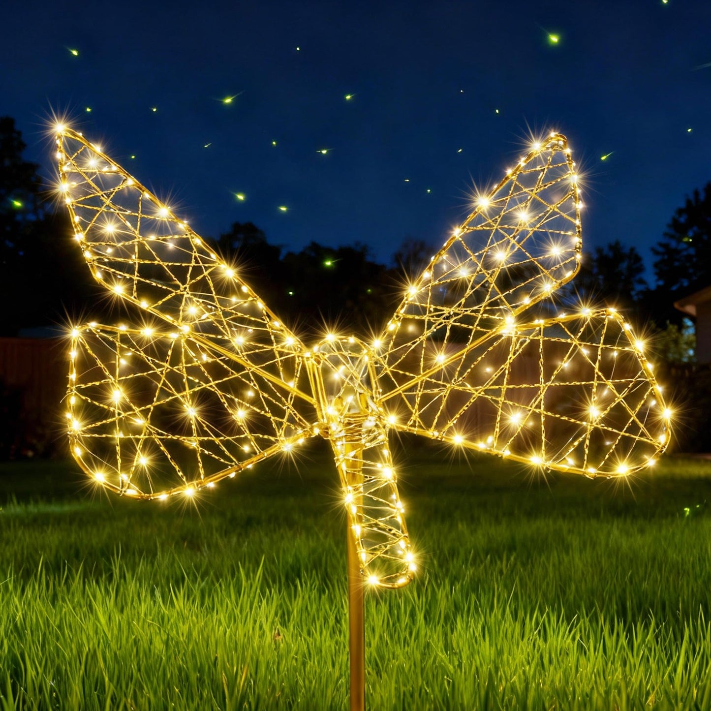 Solar Lights Outdoor - Solar Garden Lights Butterfly Decor with 240LED, Solar Powered Iron Waterproof Easy to Install for Pathway Garden Decorations Patio Decor Yard Decoration