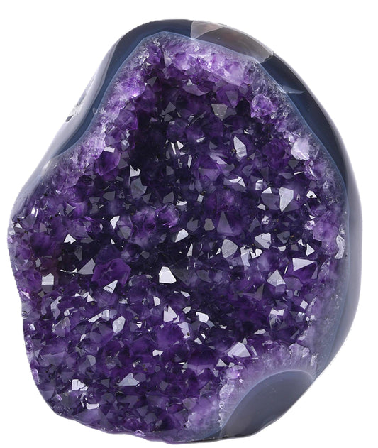 Premium Amethyst Geode Stone Cluster [3 to 3.5 lb.] - Each Piece is Unique & Natural - Real Raw Healing Crystal Rock from Uruguay - Deep Purple Decoration - FREE Selenite Wand