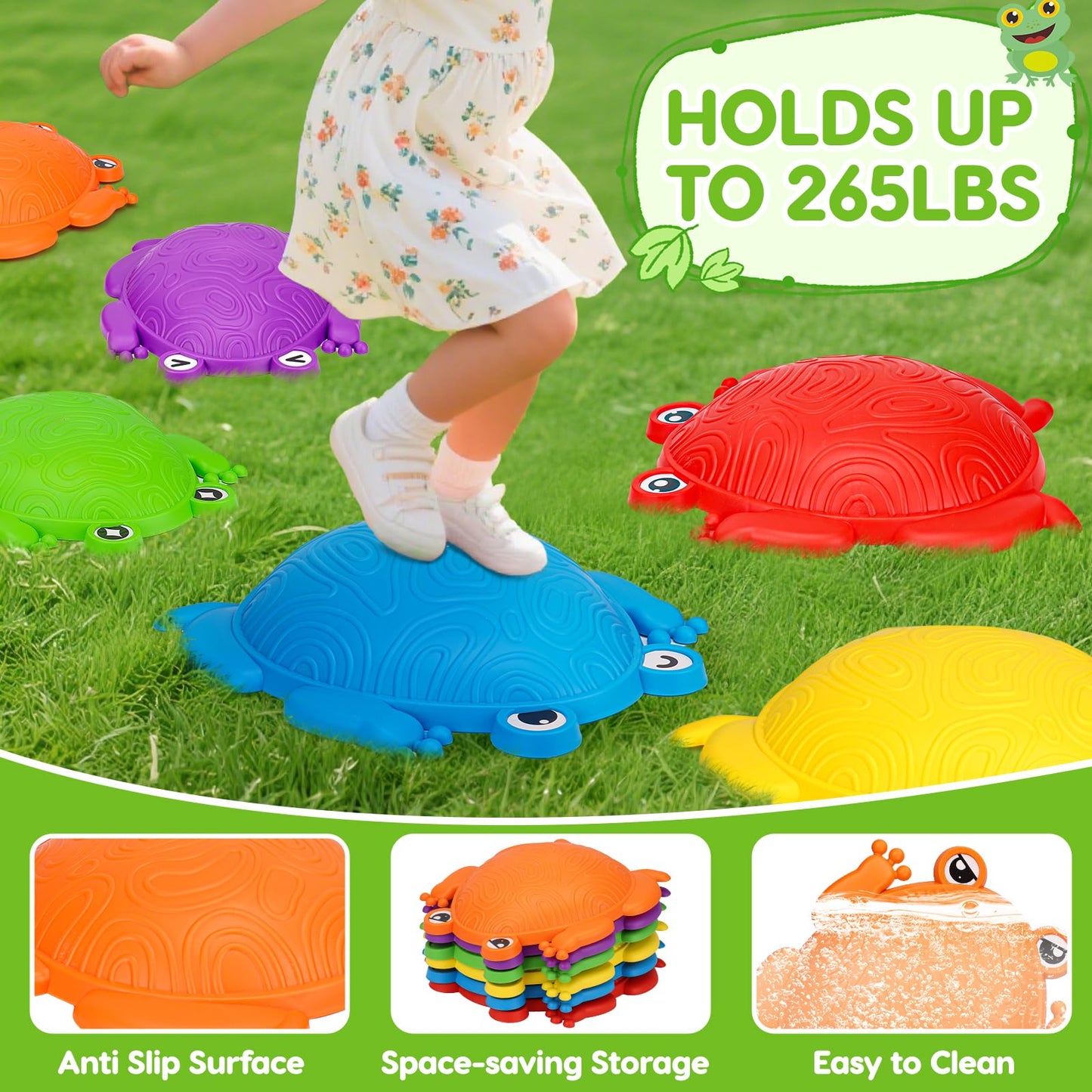 Tsomtto Stepping Stones for Kids 6 PCS Non-Slip Plastic Balance Stones Obstacle Course Frog Jumping Step Stone Indoor or Outdoor Sensory Play Toys Toddler Game 3 4 5 6 7+ Year Old Coordination Skills