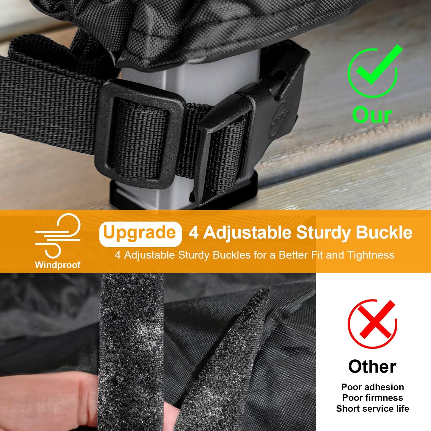 Kipiea Upgrade BBQ Covers 52 inch, Heavy-Duty Barbecue Covers, Universal Gas Grill Covers with 4 Windproof Buckles, No Tears Anti UV No Fading (52" W x 26" D x 43" H)