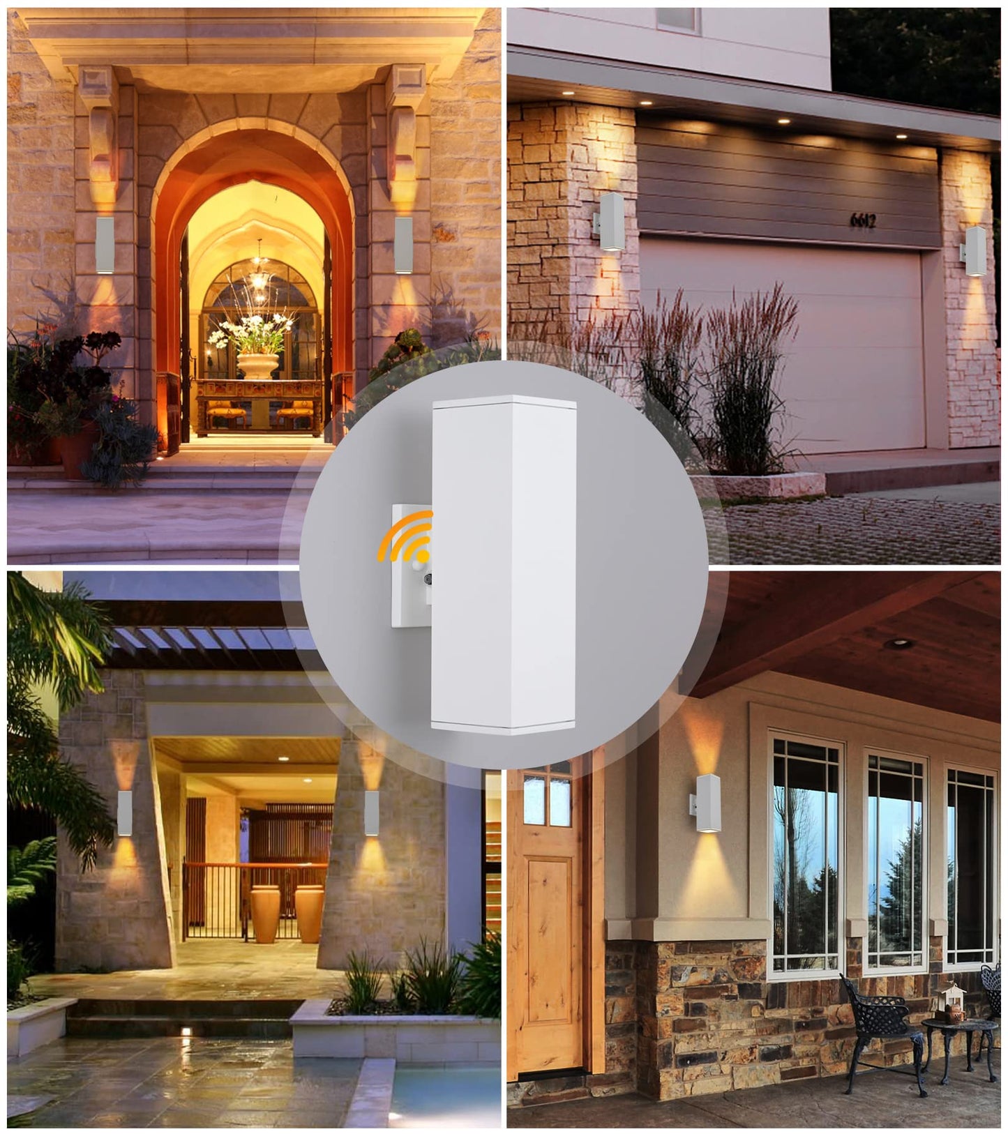 Dusk to Dawn Outdoor Lights Wall Mount, 2 Pack Waterproof Exterior Light Fixtures, Modern Anti-Rust Sensor Garage Lights Outdoor Wall Sconce Porch Lights Wall for House, Doorway, White, YOFOVI
