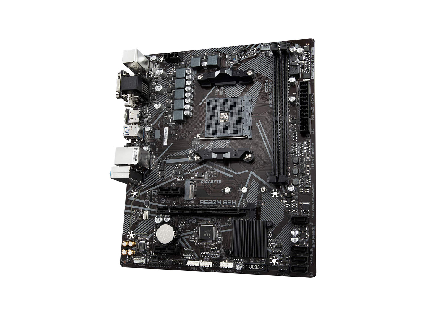 Gigabyte A520M S2H (AMD Ryzen AM4/MicroATX/4+3 Phases Digital PWM/Gigabyte Gaming GbE LAN/NVMe PCIe 3.0 x4 M.2/3 Display Interfaces/Q-Flash Plus/RGB Fusion 2.0/Motherboard)