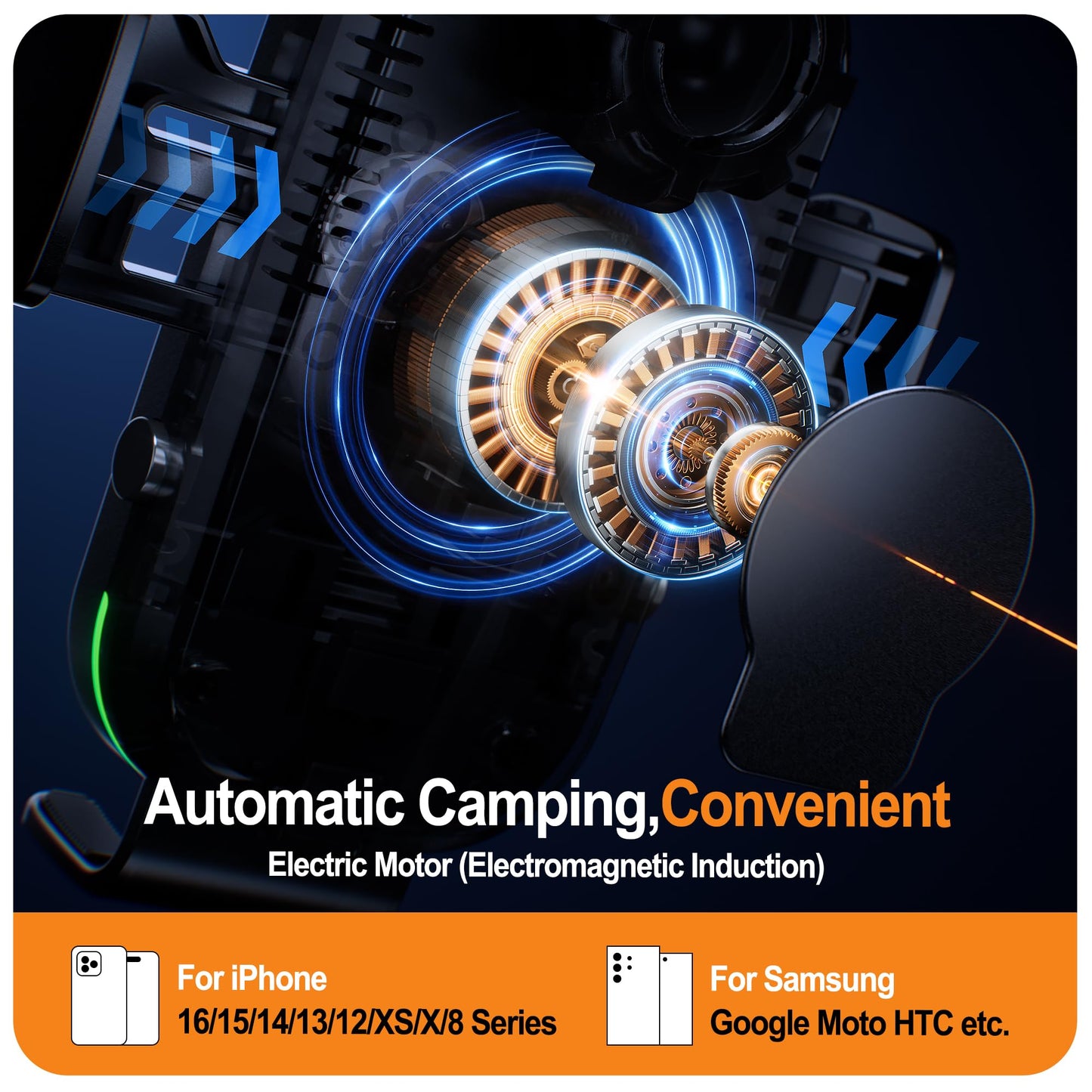 Auckly Qi 15W Car Phone Holder Wireless Charger, [270 ° Automatic Clamping], Wireless Car Charger Mount, Air Vent, Compatible for iPhone 12/13/14/15/16 Series&Samsung, Electromagnetic Induction, Black