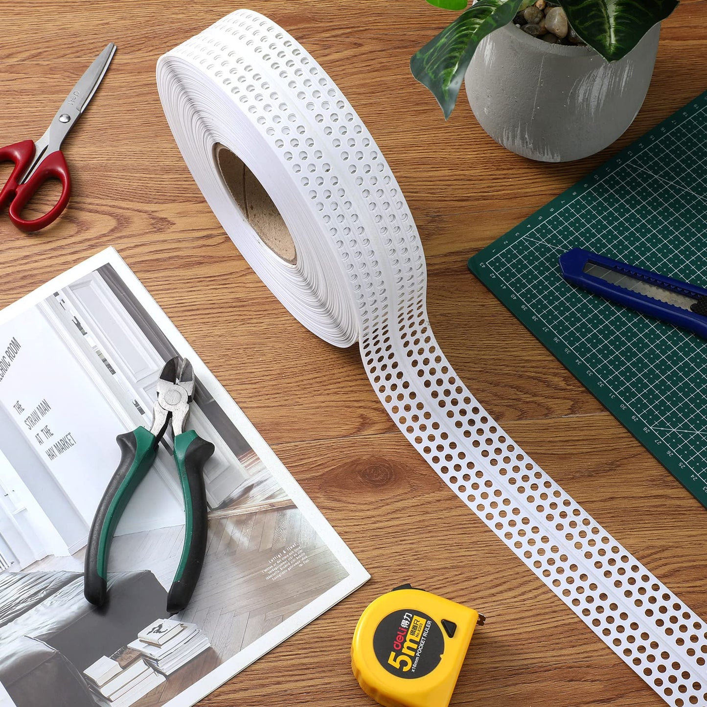 Drywall Joint Tape 2" x 132' PVC Multipurpose Self Adhesive Joint Tape Drywall Corner Line Wall Crack Self Adhesive and Patch for Inside and Outside Corner Bead, Ceiling Wall Crack Filling
