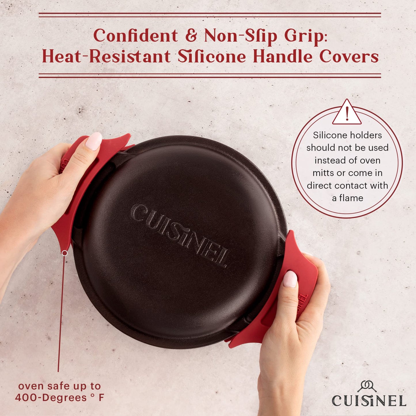 Cast Iron Dutch Oven - 3-Quart Deep Pot - Pre-Seasoned 2-in-1 Multi-Cooker - Combo Lid Doubles as 8"-inch Skillet Frying Pan + Silicone Handle Covers + Scraper/Cleaner - Great Set for Baking Bread